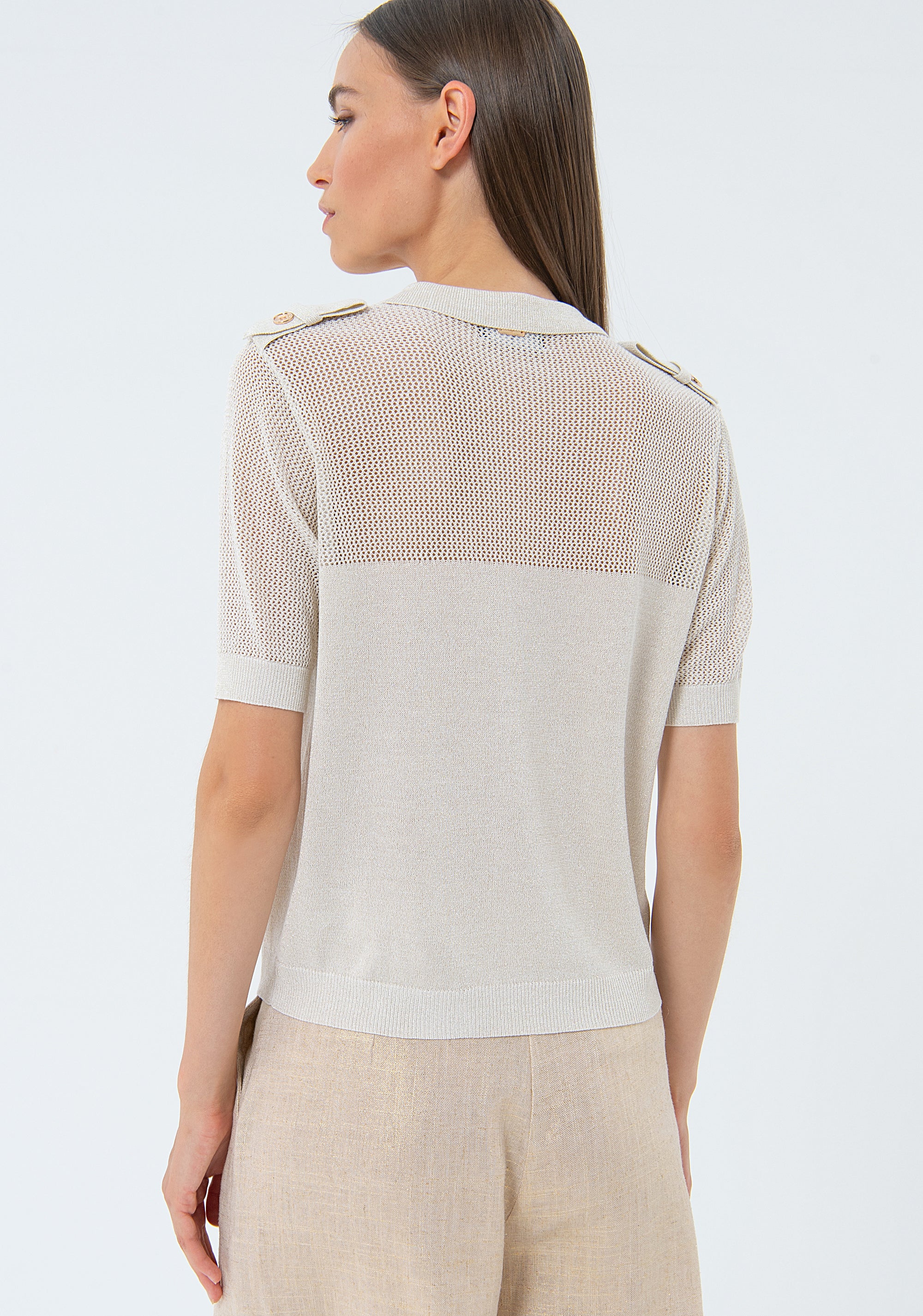 Knitted polo regular fit with openwork Fracomina FS24ST4001K51401-150-4