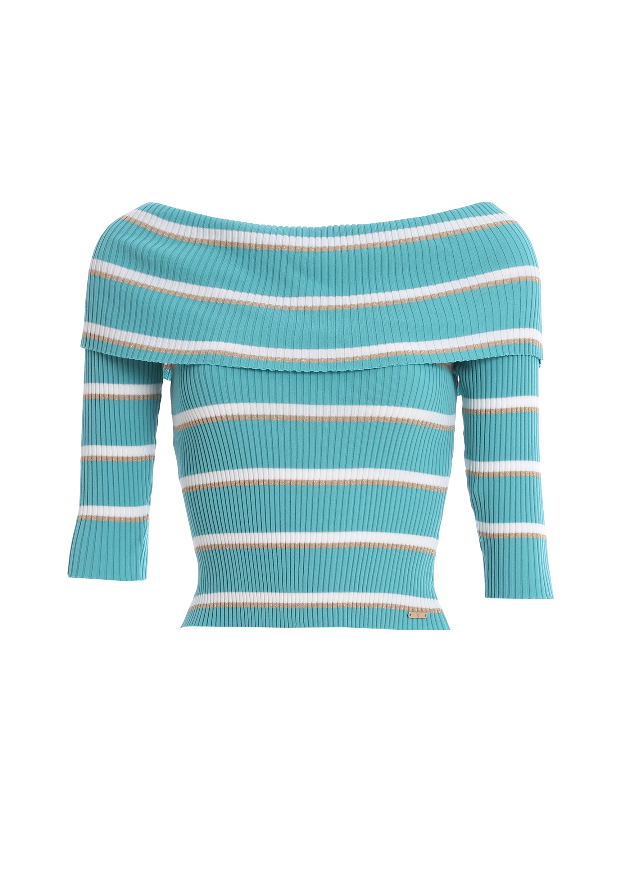 Knitted top slim fit with ribs and stripes Fracomina FS24ST4003K420N8-S52-1_0b96bfa7-bd15-4826-a9cd-df3d31cac08b