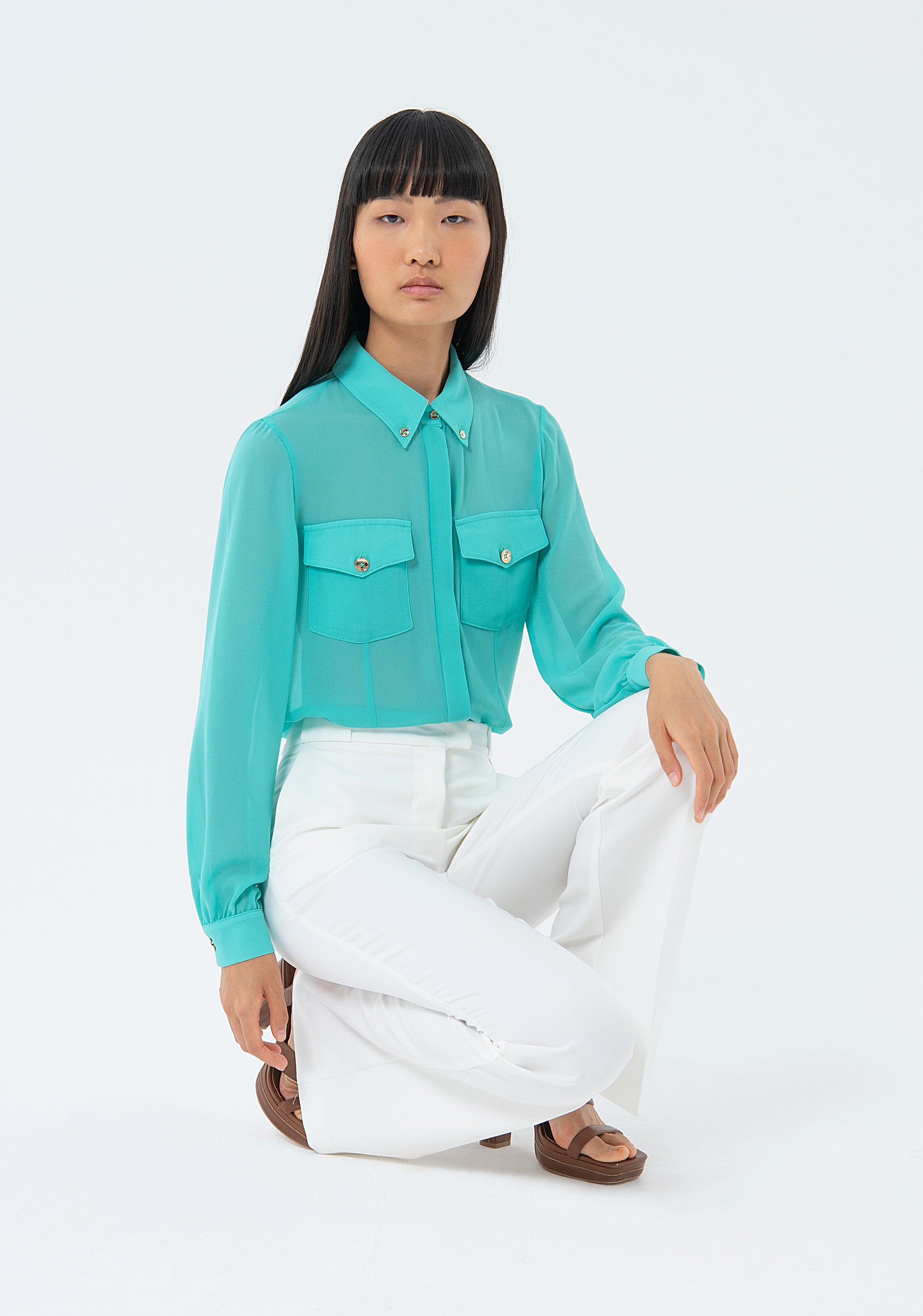 Bootcut pant made in technical fabric Fracomina FS24SVA001W42901-278-4