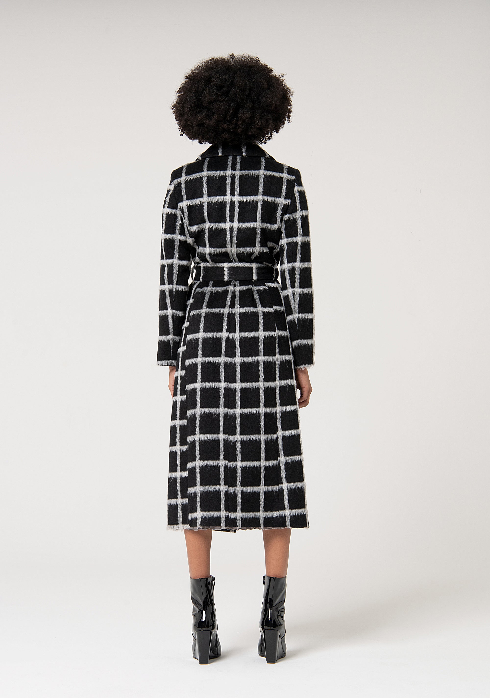 Long coat regular fit single breasted with square pattern Fracomina FS24WC1003W74395-060-4
