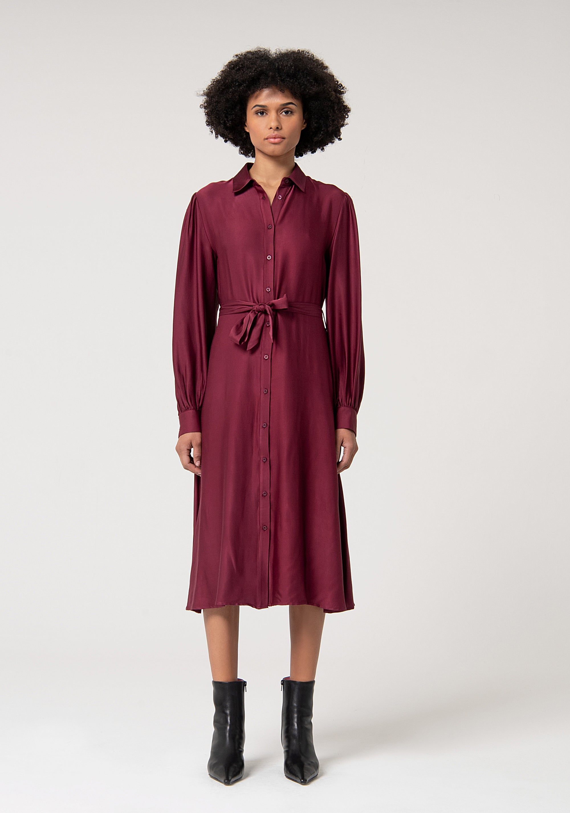 Chemisier dress regular fit middle length made in satin Fracomina FS24WD2006W71301-087-1