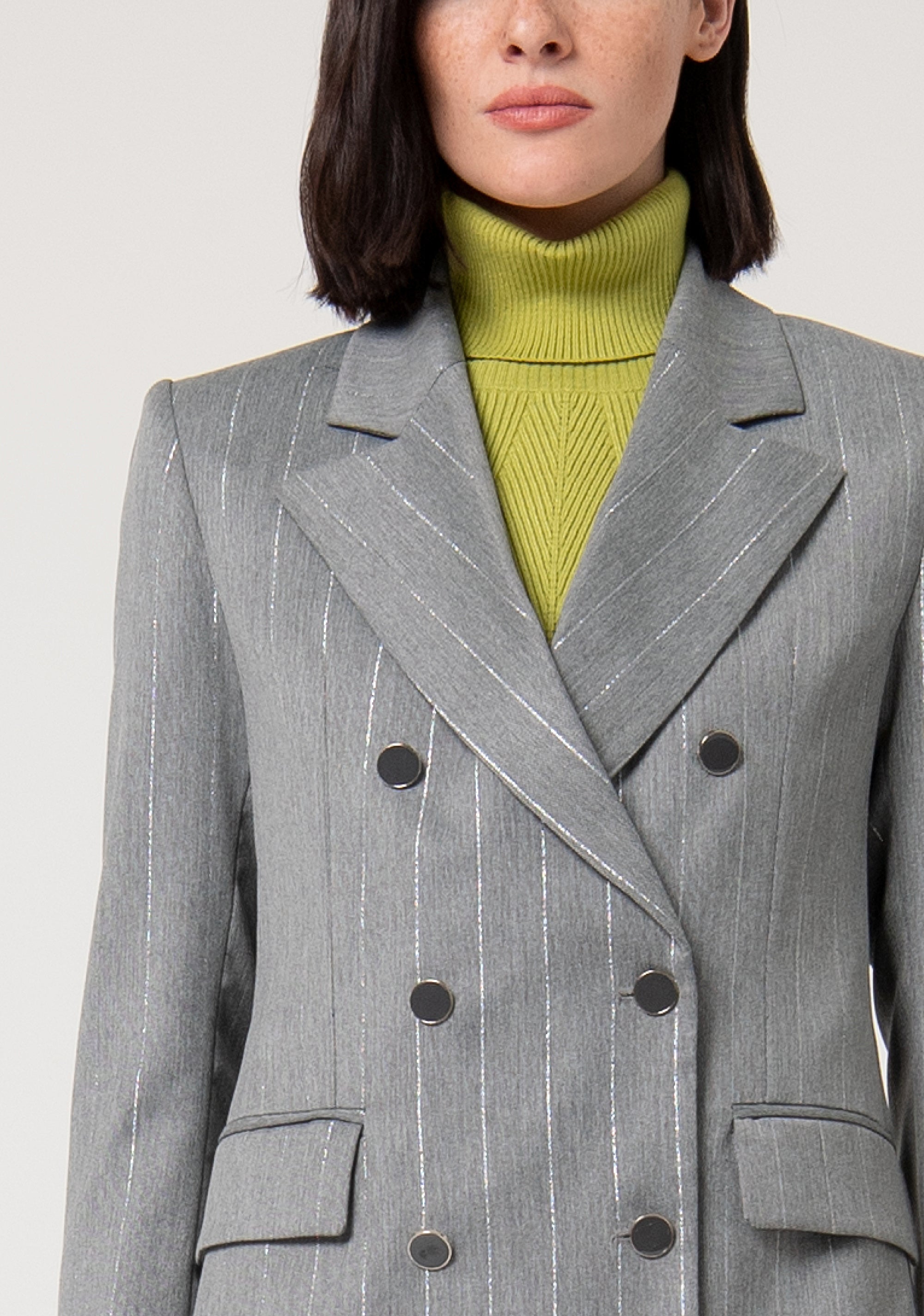 Blazer jacket regular fit double breasted made in pinstriped fabric Fracomina FS24WJ2008W587Q7-156-2