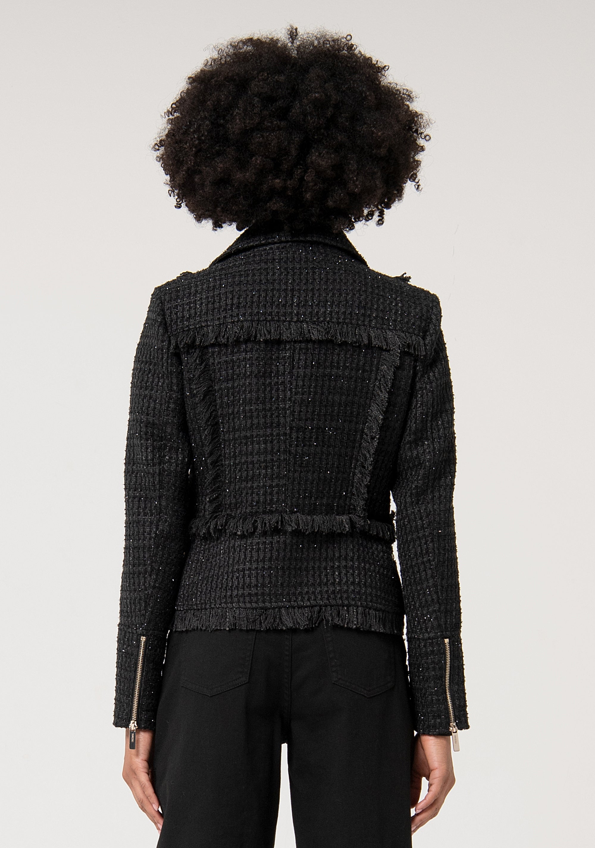 Biker jacket regular fit made in tweed Fracomina FS24WJ2011W63301-4_c6fa7489-866f-4ab3-b2d2-7dbaa922c94f