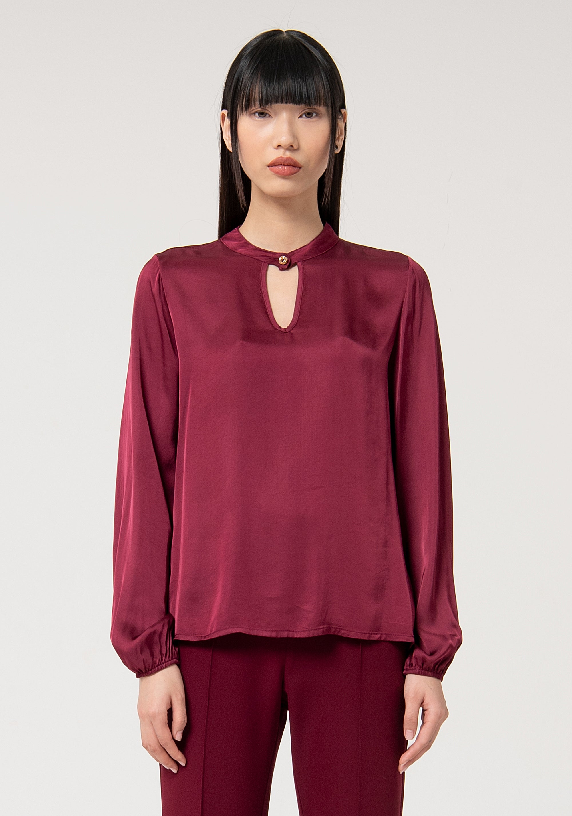 Blouse A-shape made in satin Fracomina FS24WT1002W45101-087-1
