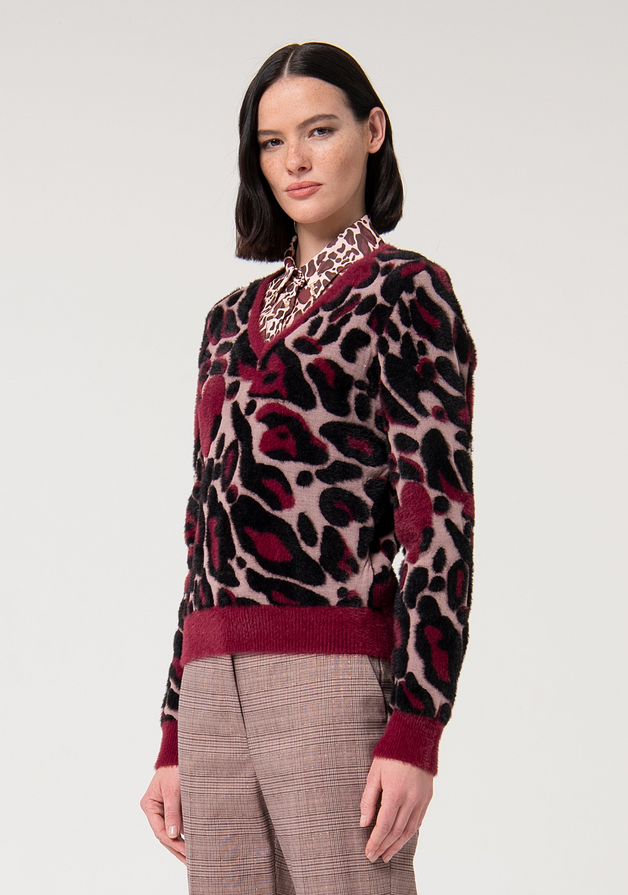 Knitwear regular fit with animalier jacquard effect Fracomina FS24WT7014K537F8-S91-3