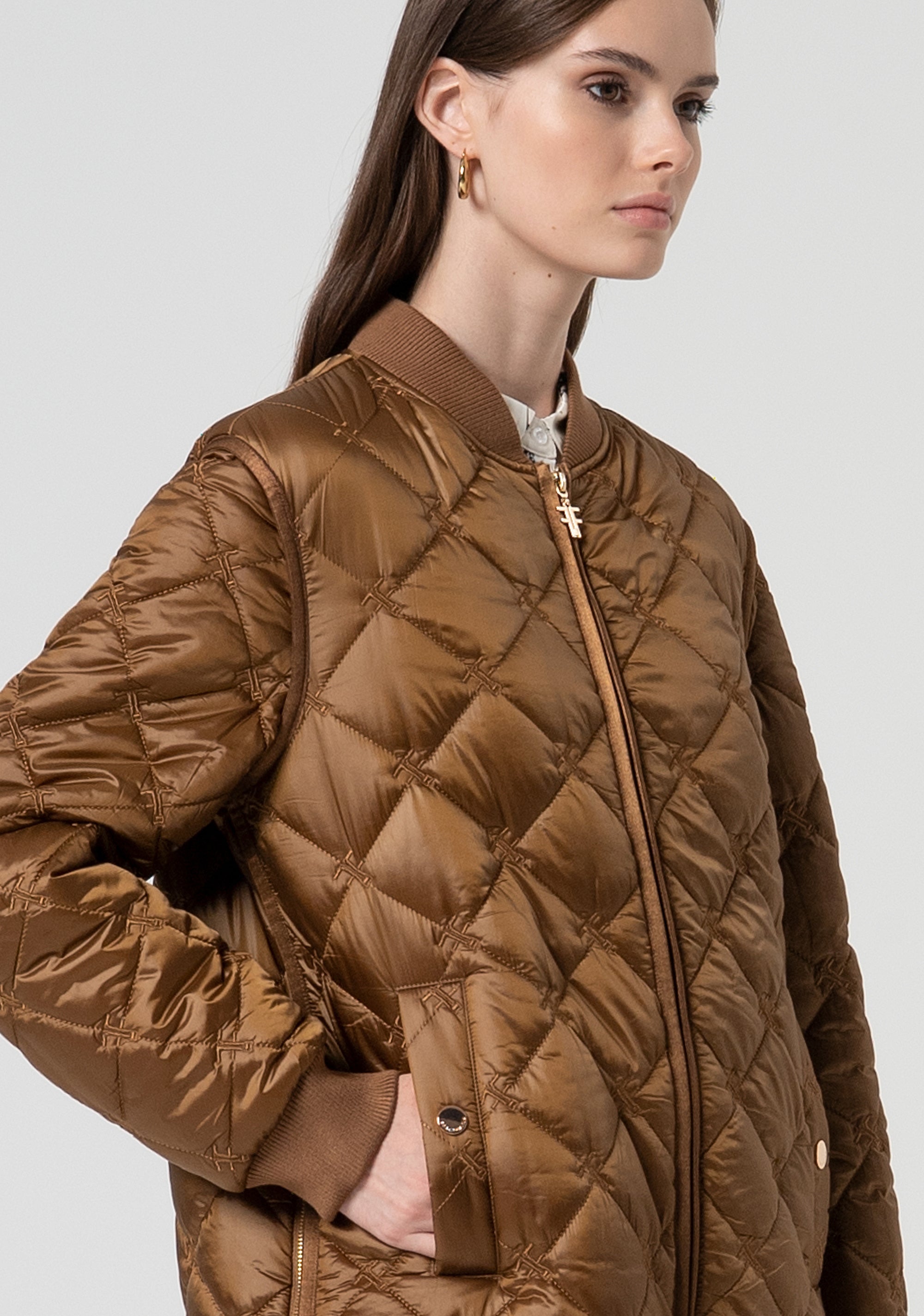 Bomber jacket oversize made in quilted nylon Fracomina FS25SC3001O46401-2