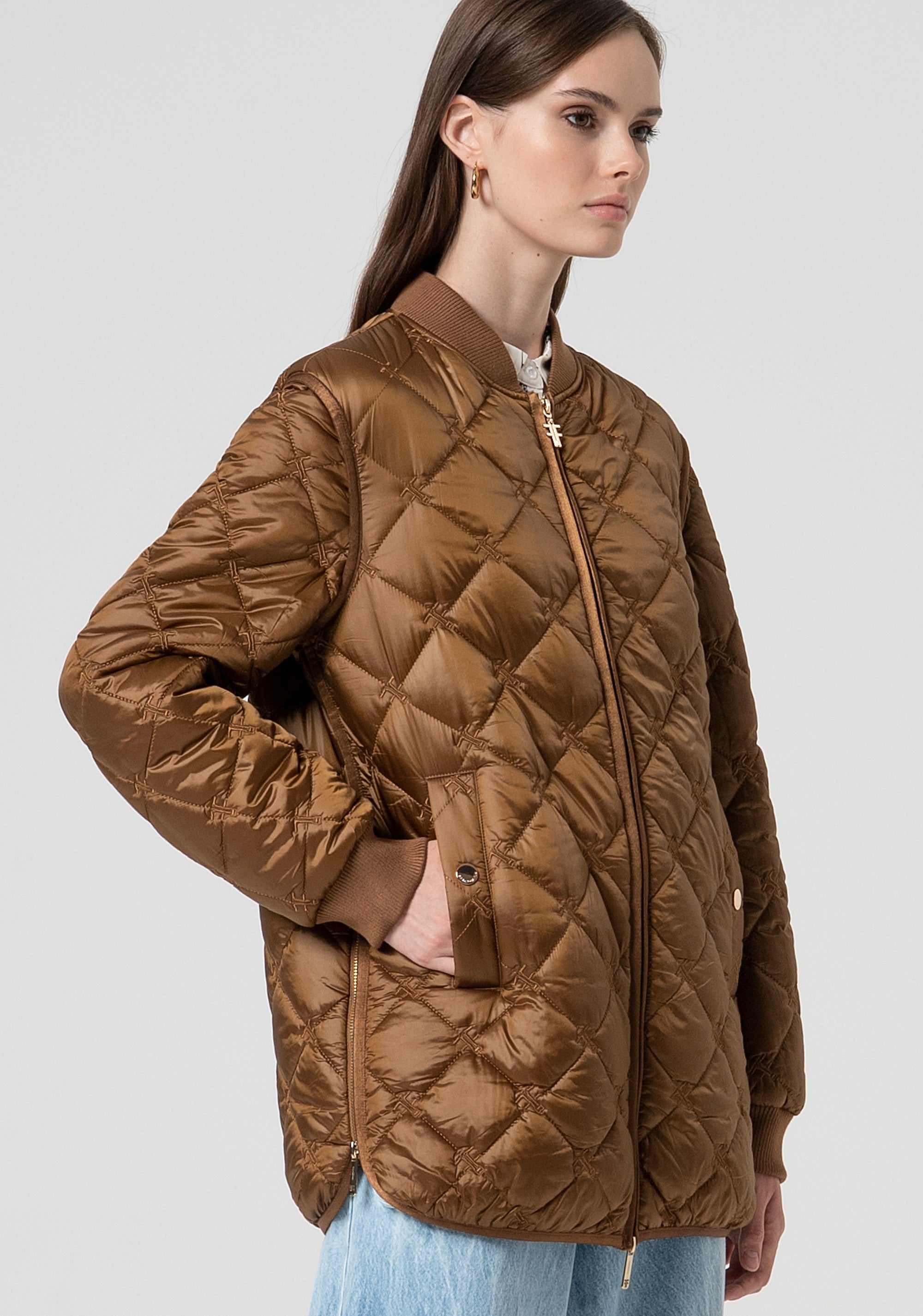 Bomber jacket oversize made in quilted nylon Fracomina FS25SC3001O46401-3