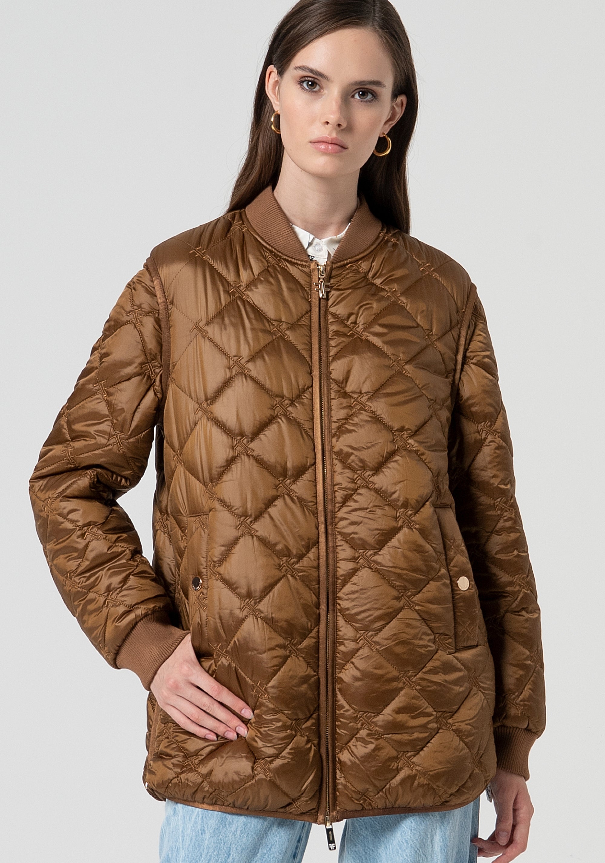 Bomber jacket oversize made in quilted nylon Fracomina FS25SC3001O46401