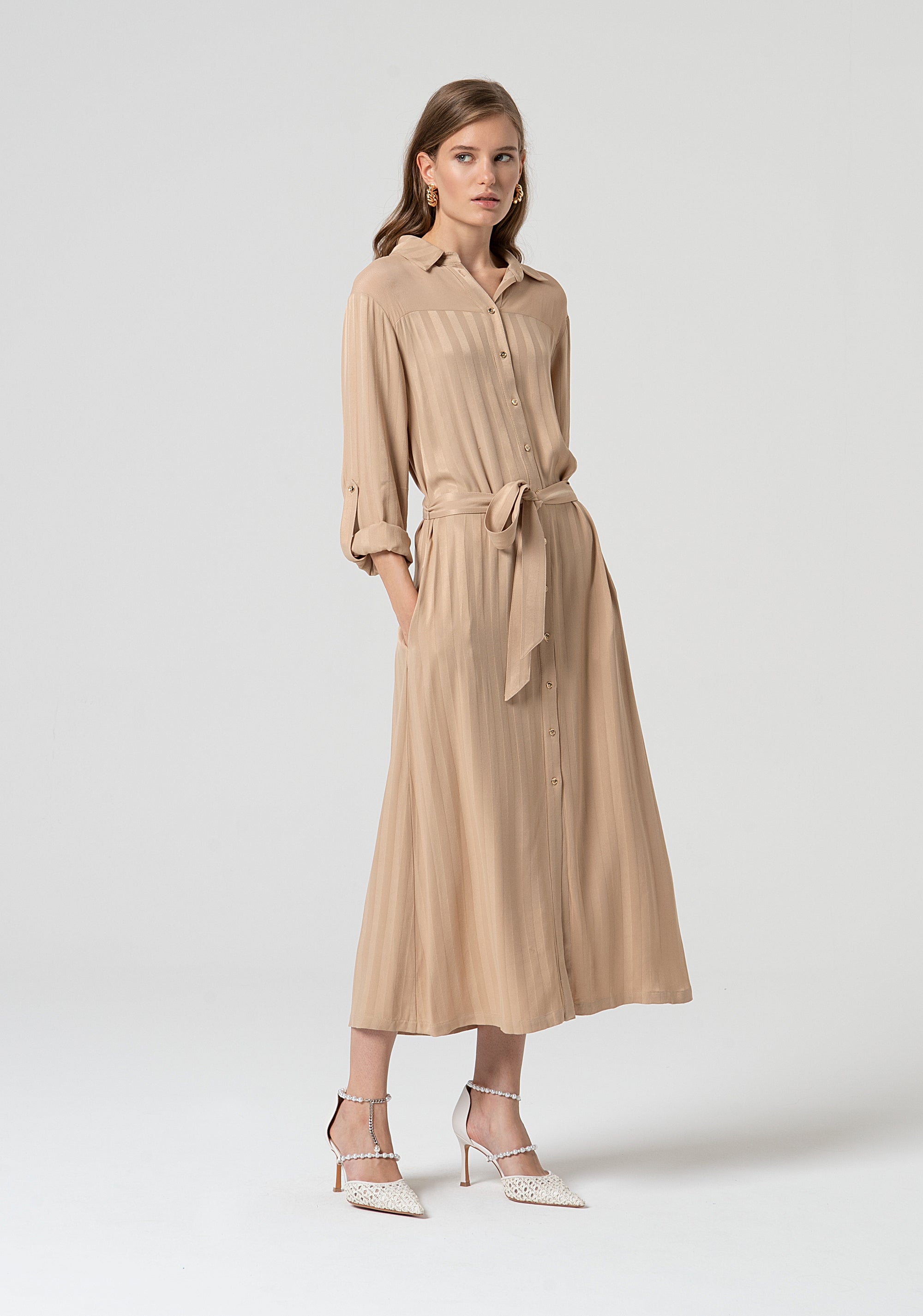 Chemisier dress regular middle length made in viscose Fracomina FS25SD3002W413N8-050-3