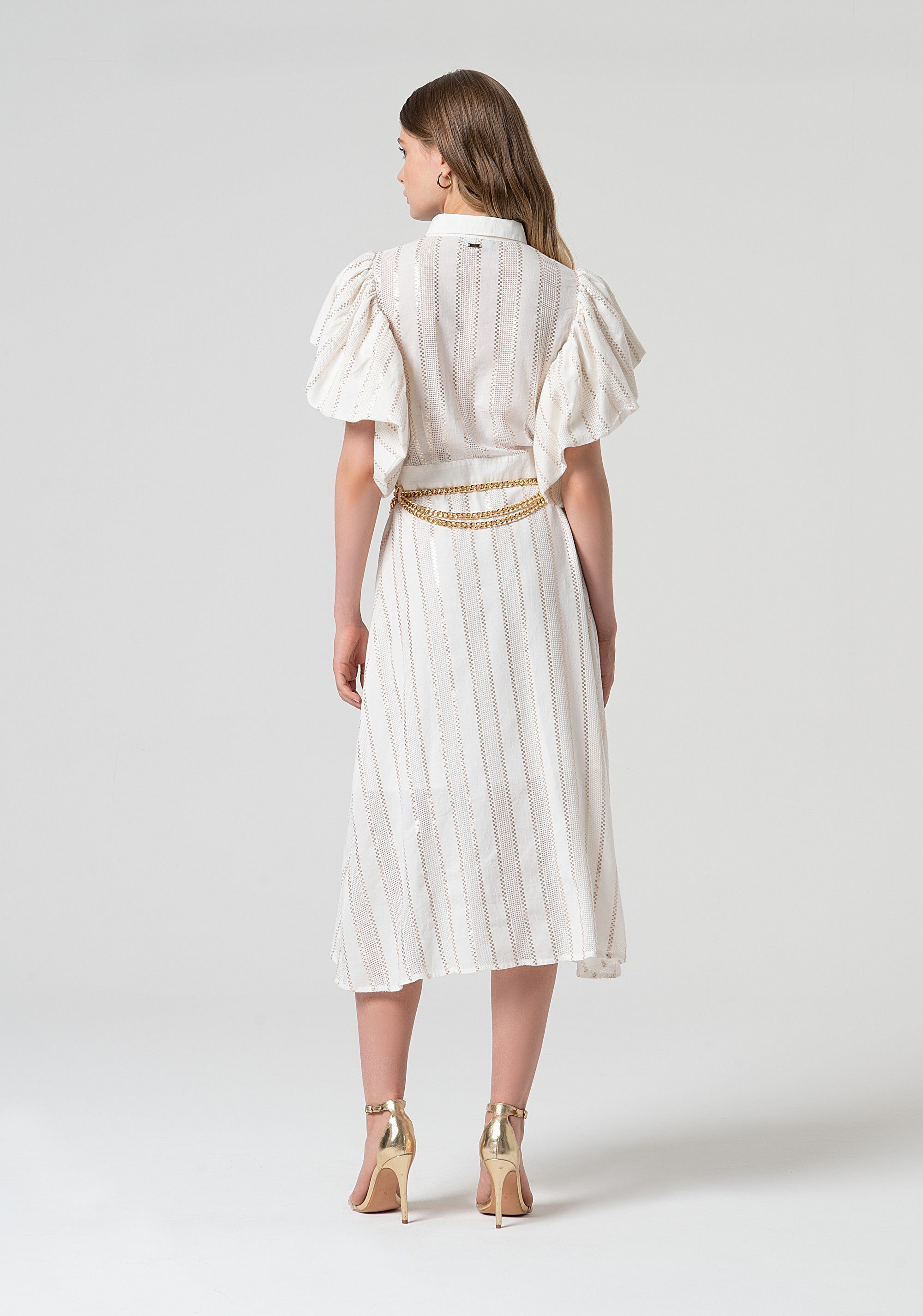 Chemisier dress regular middle length made in cotton with lurex Fracomina FS25SD3003W403Q7-278-4