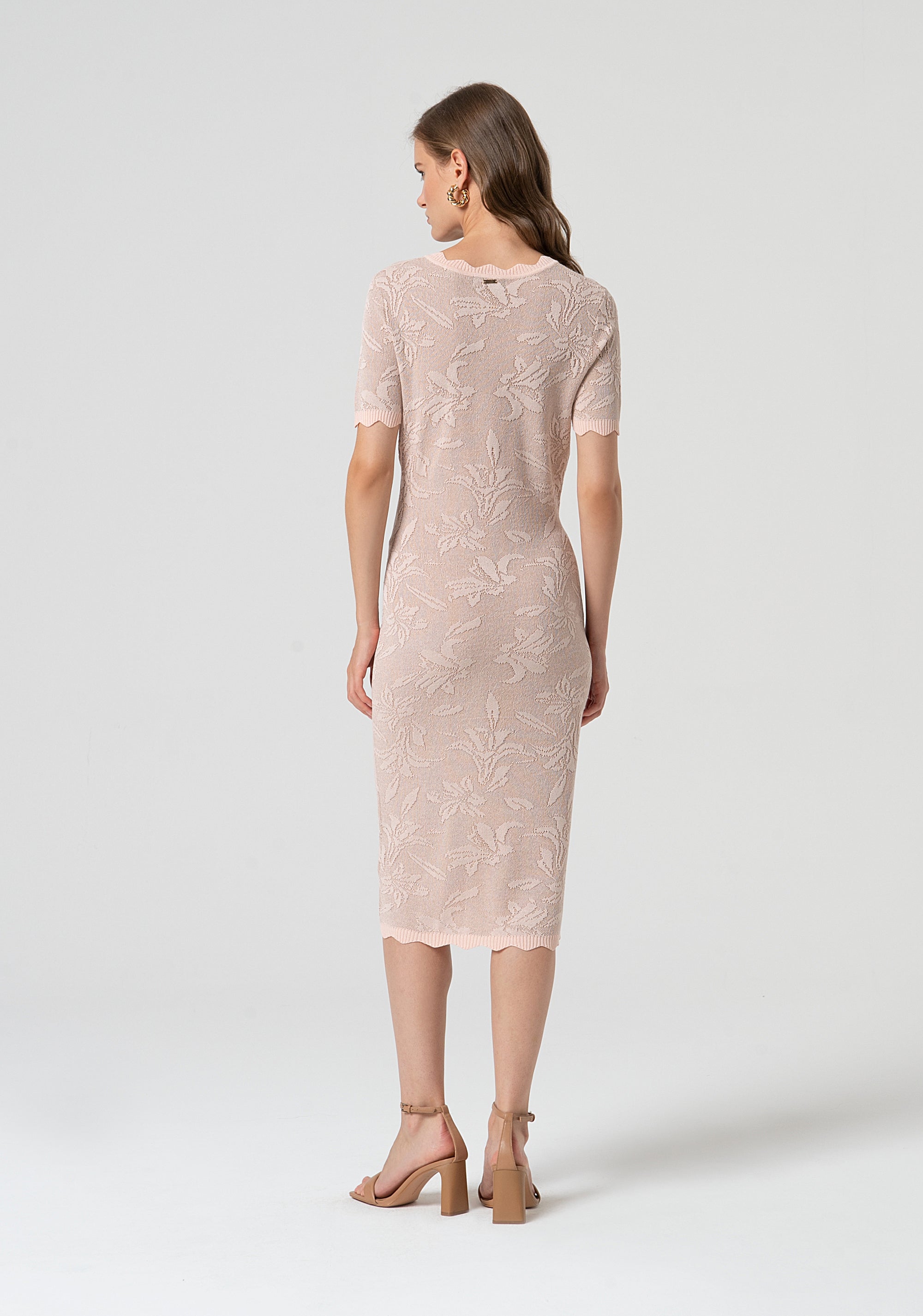 Knitted dress slim fit middle length with flowery jacquard effect Fracomina FS25SD5003K410F8-226-3