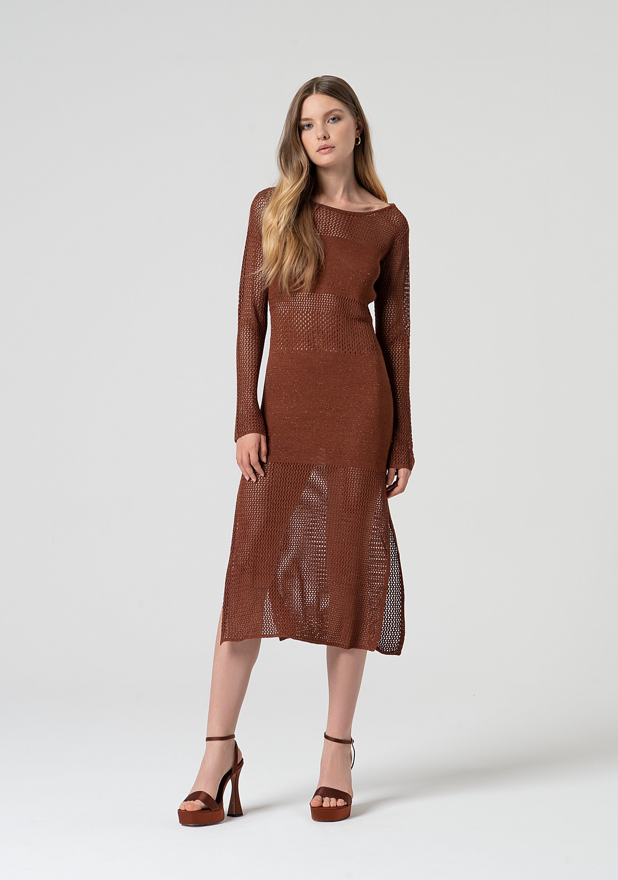 Knitted dress regular fit middle length with lurex Fracomina FS25SD5004K514O7-T28-1