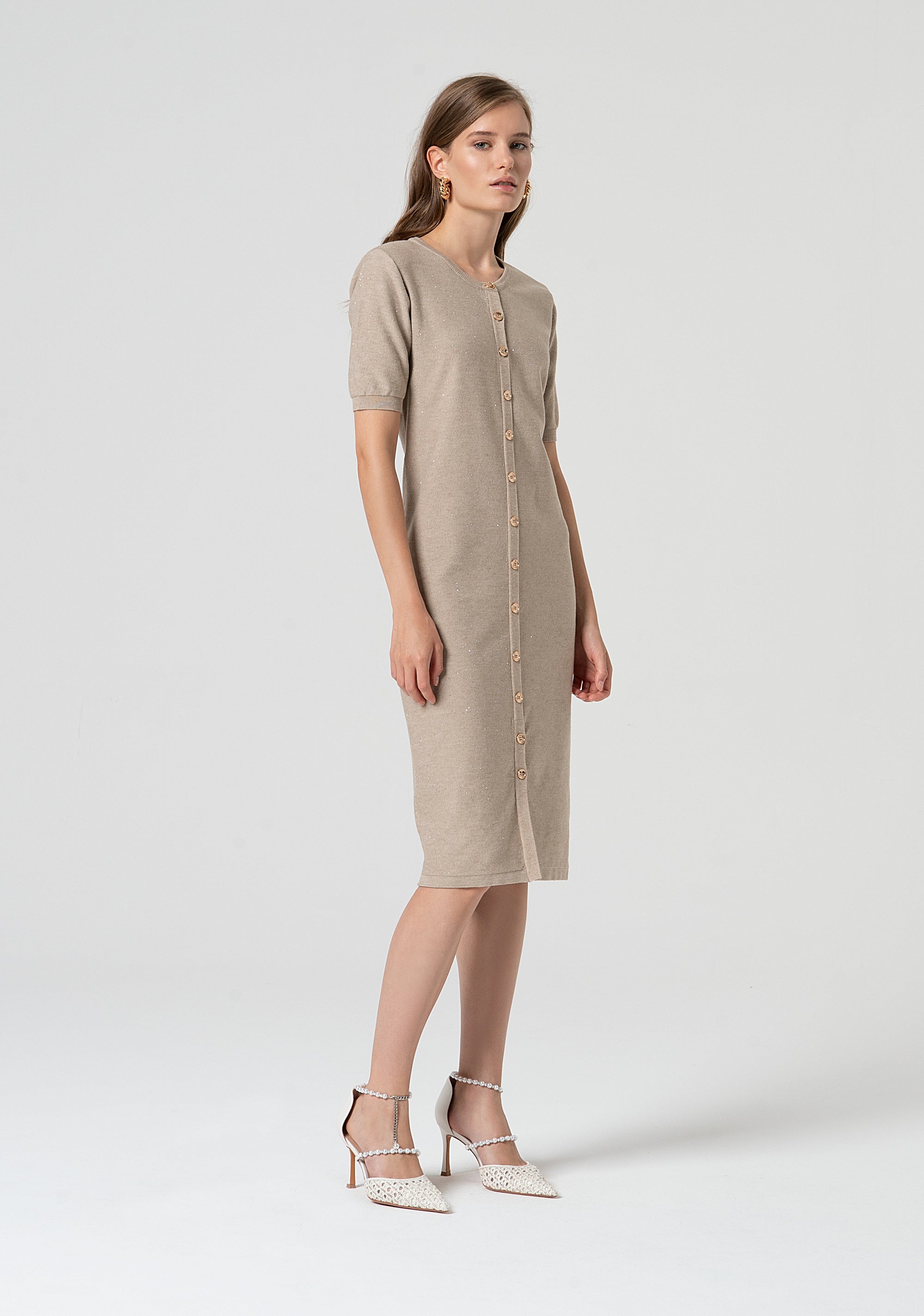 Knitted dress regular fit with front buttons Fracomina FS25SD5005K501J5-050-2