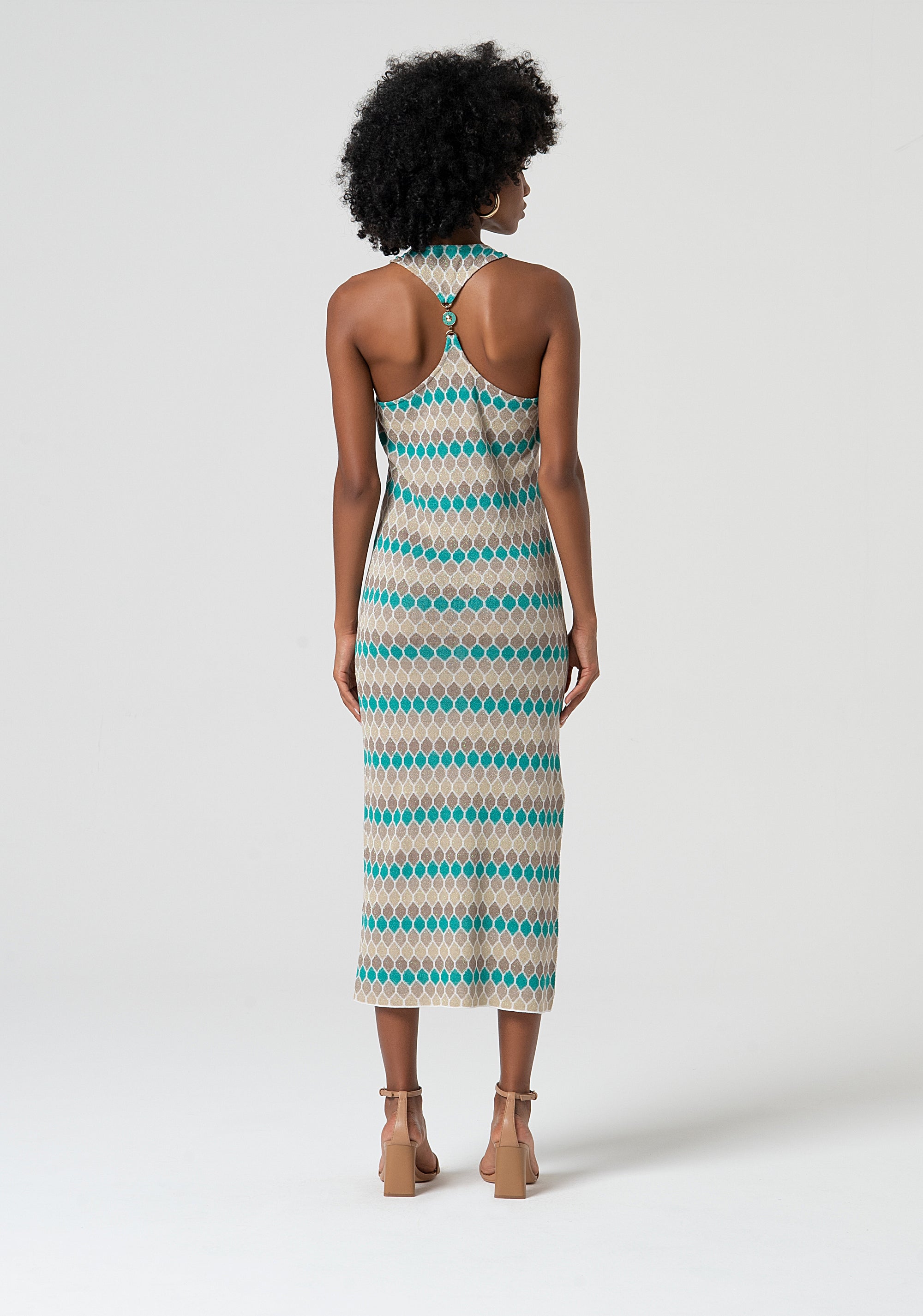 Knitted dress slim fit middle length with geometrical jacquard effect Fracomina FS25SD5006K414F8-210-4