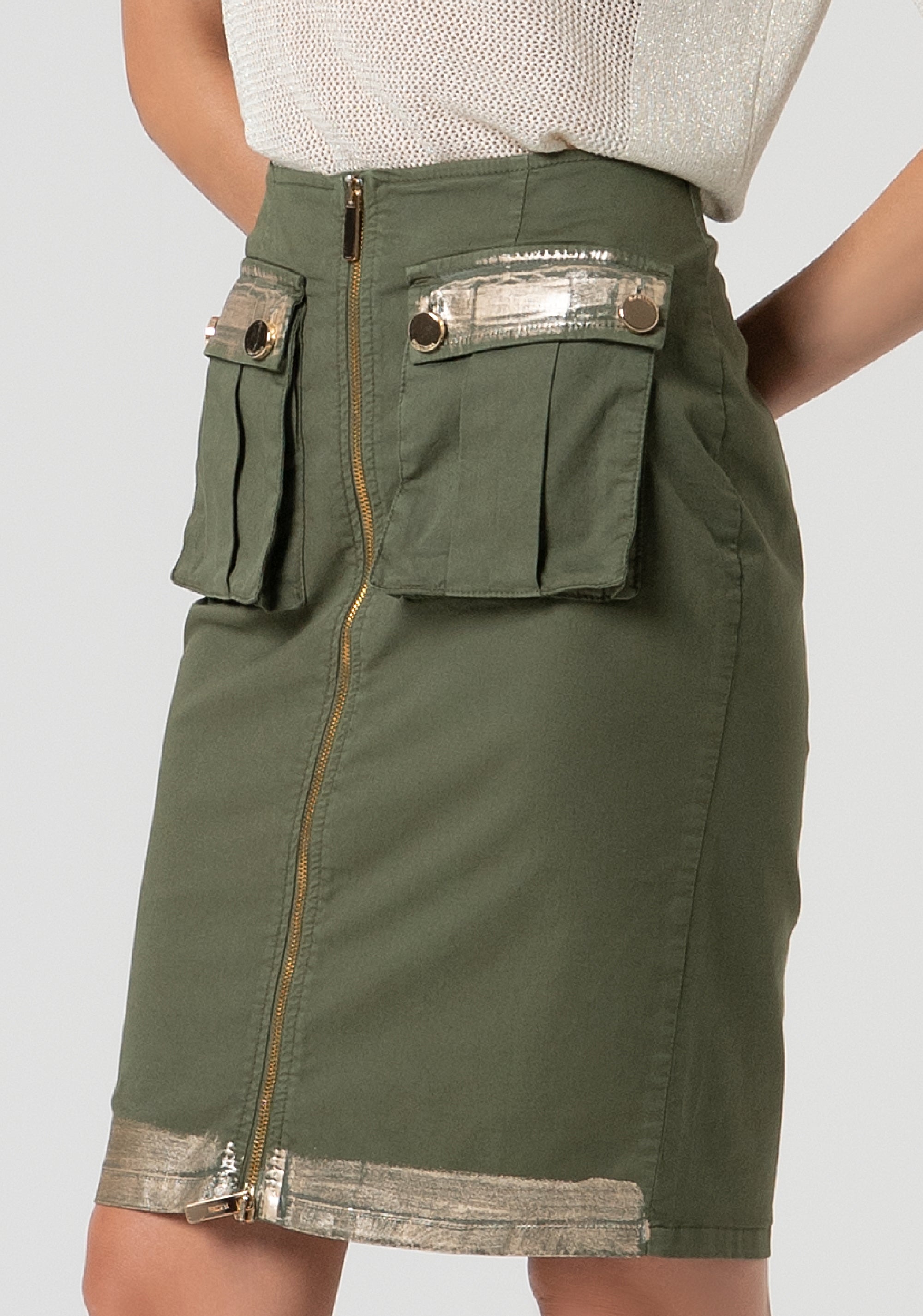 Mini skirt cargo fit with central zip Fracomina FS25SG1003W52301-206-2