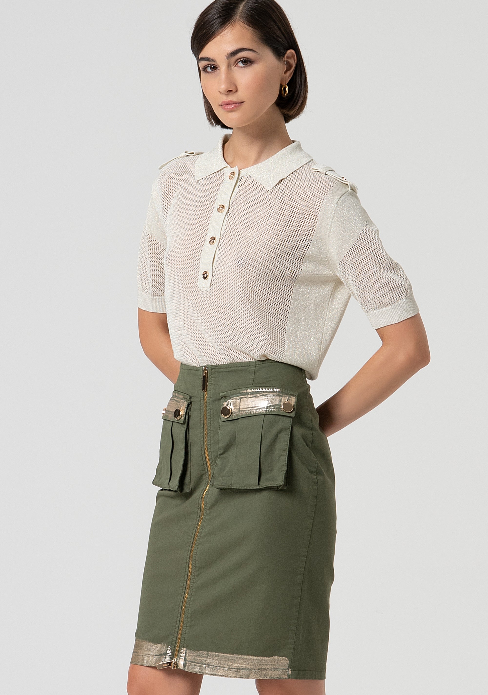 Mini skirt cargo fit with central zip Fracomina FS25SG1003W52301-206-3