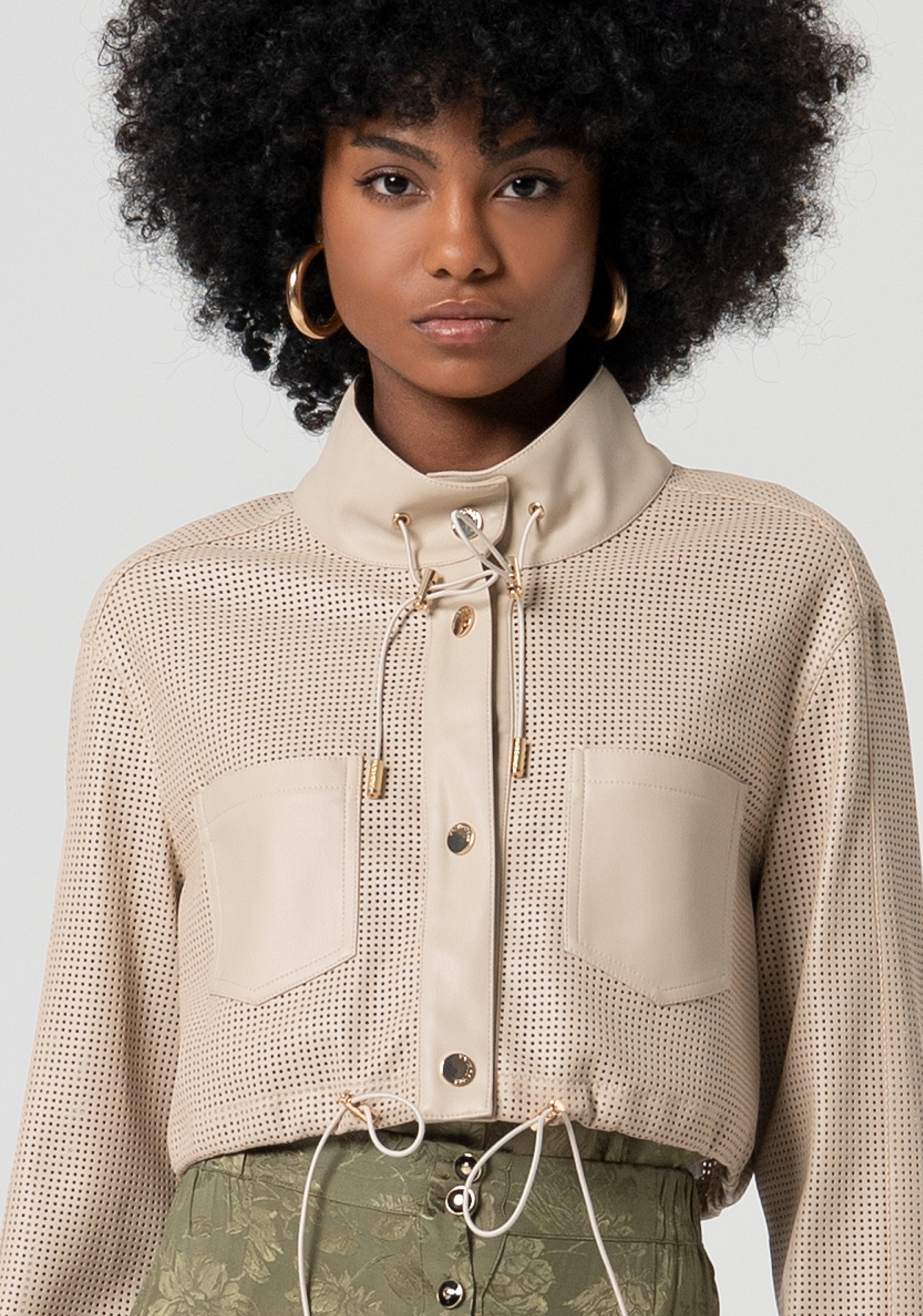 Jacket cropped made in pierced fabric Fracomina FS25SJ1001P41101-050-2