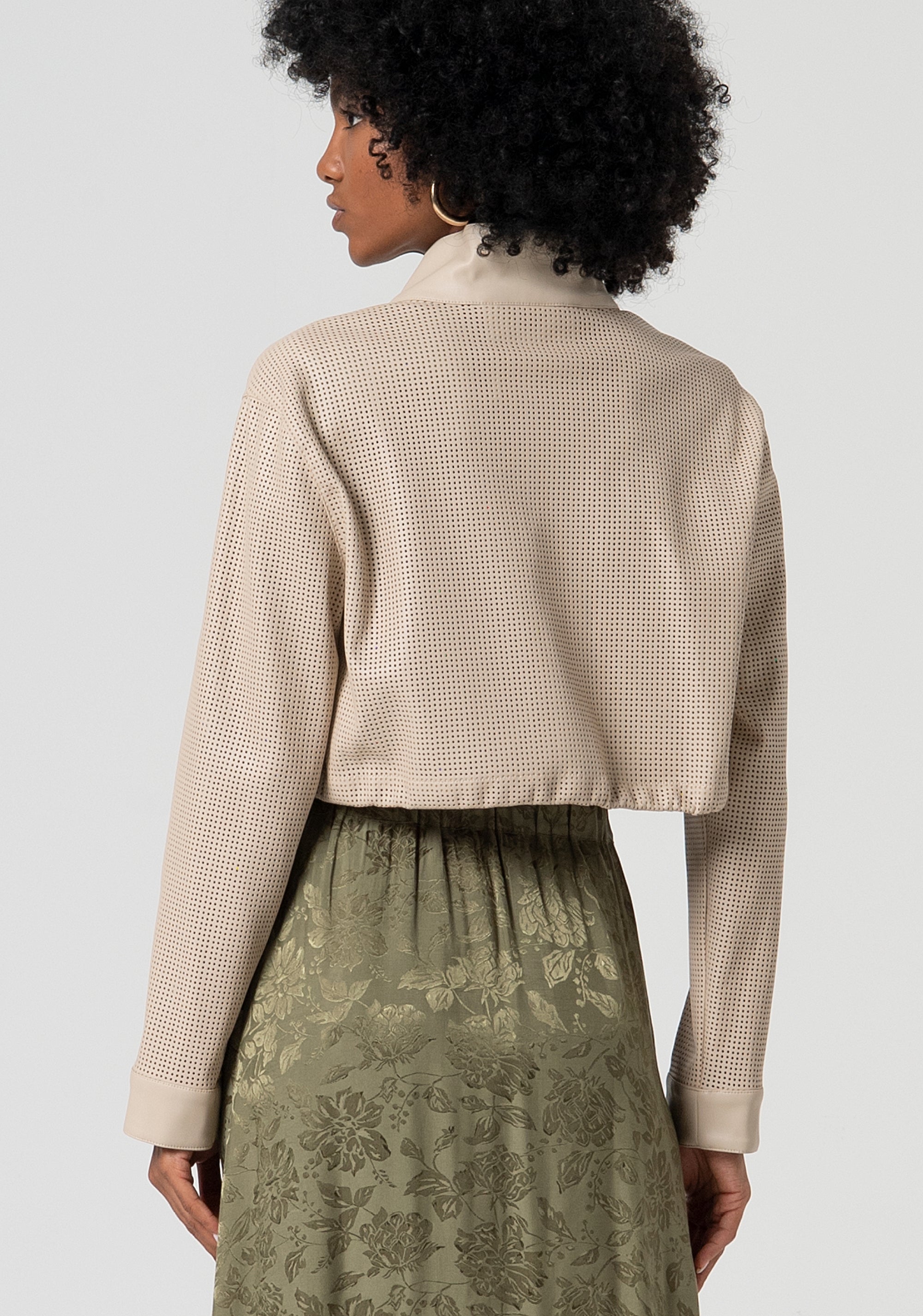 Jacket cropped made in pierced fabric Fracomina FS25SJ1001P41101-050-4
