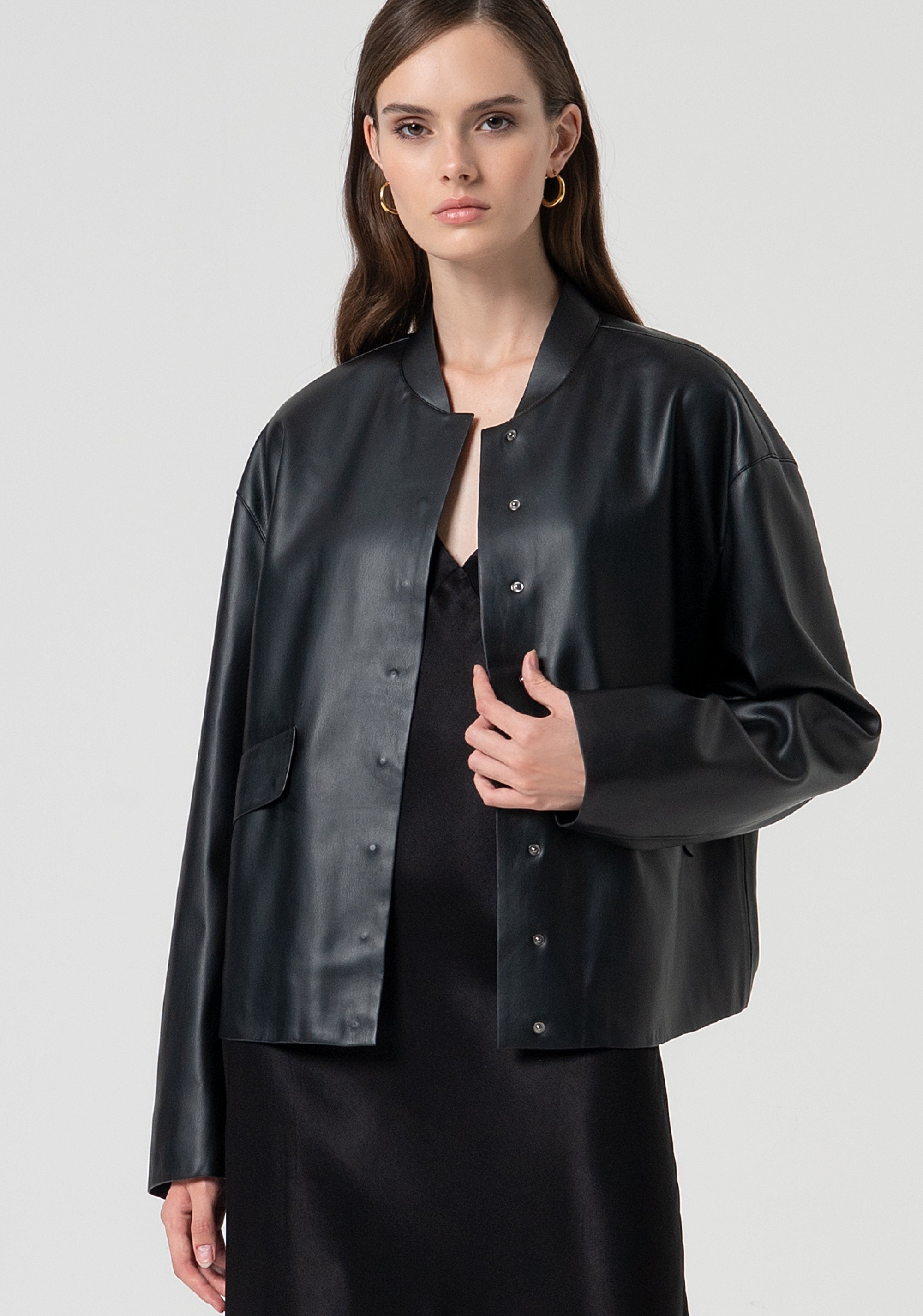 Jacket loose fit made in fake leather Fracomina FS25SJ2007P41101-053-1