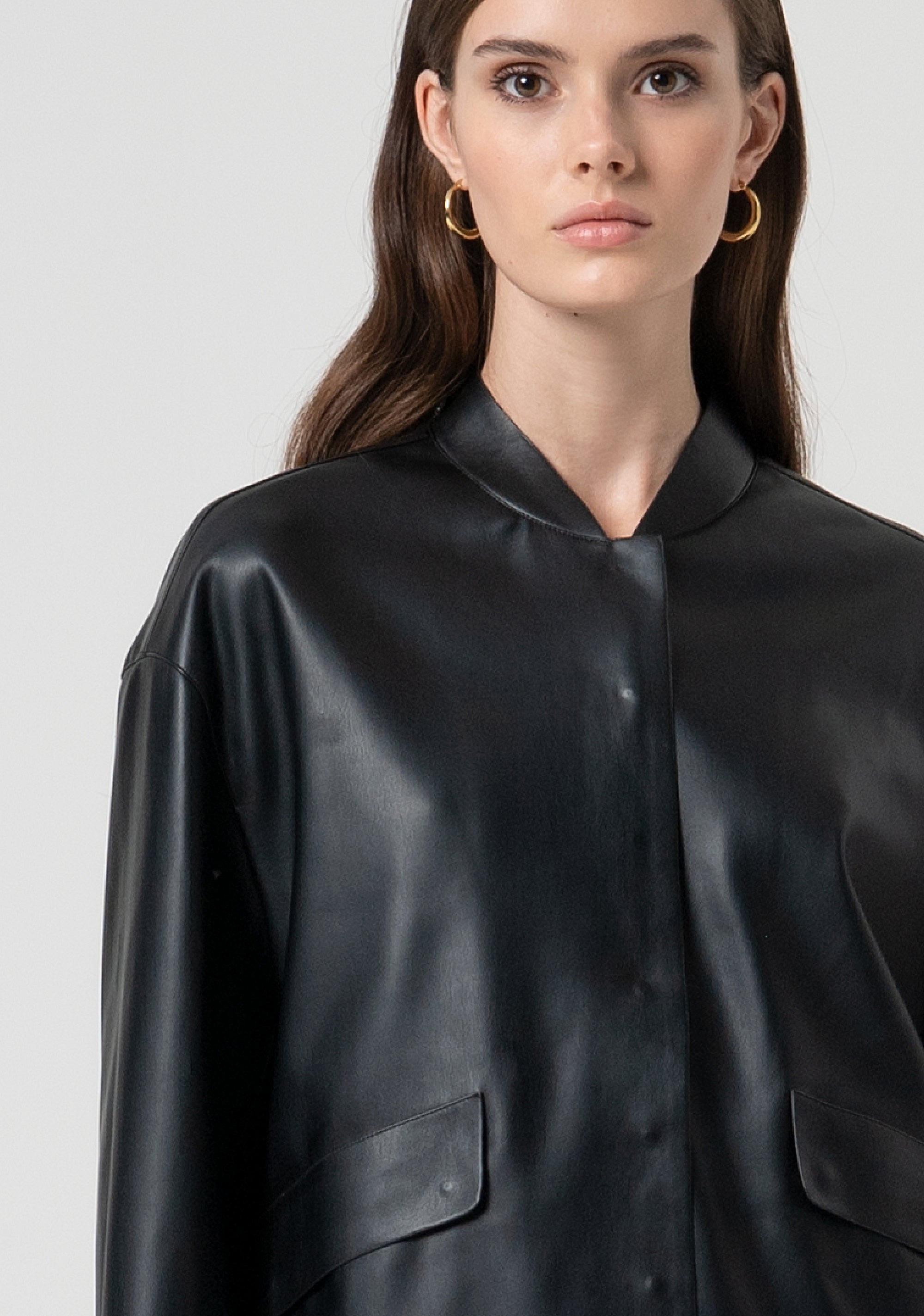 Jacket loose fit made in fake leather Fracomina FS25SJ2007P41101-053-2
