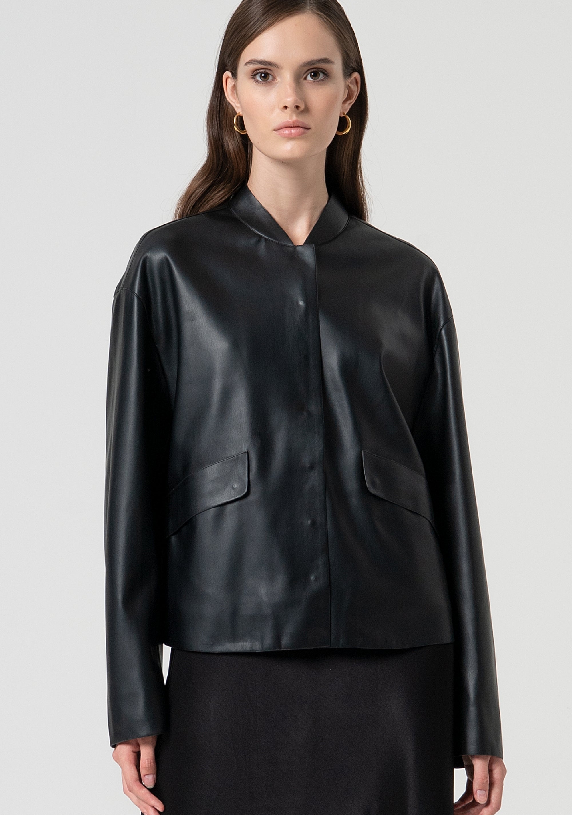 Jacket loose fit made in fake leather Fracomina FS25SJ2007P41101-053-3