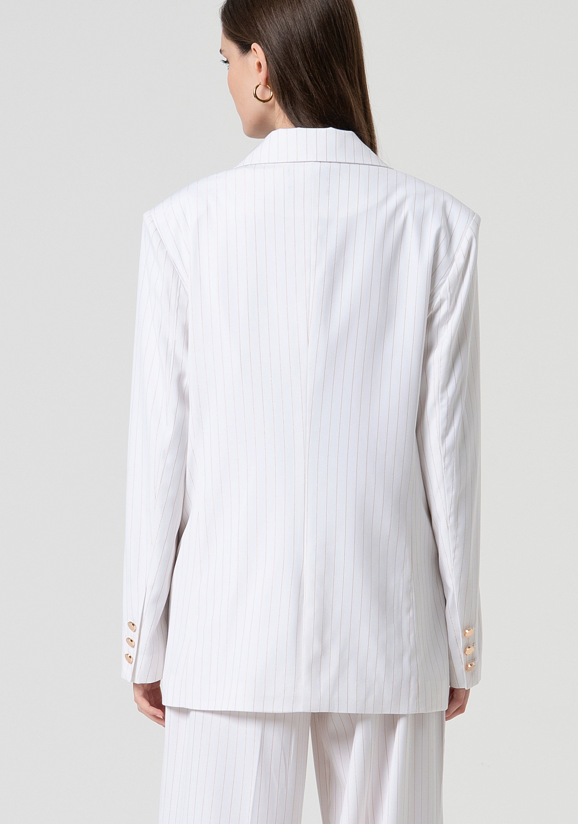 Blazer jacket loose fit double breasted made in pinstriped fabric with wool Fracomina FS25SJ3001W784D4-278-3