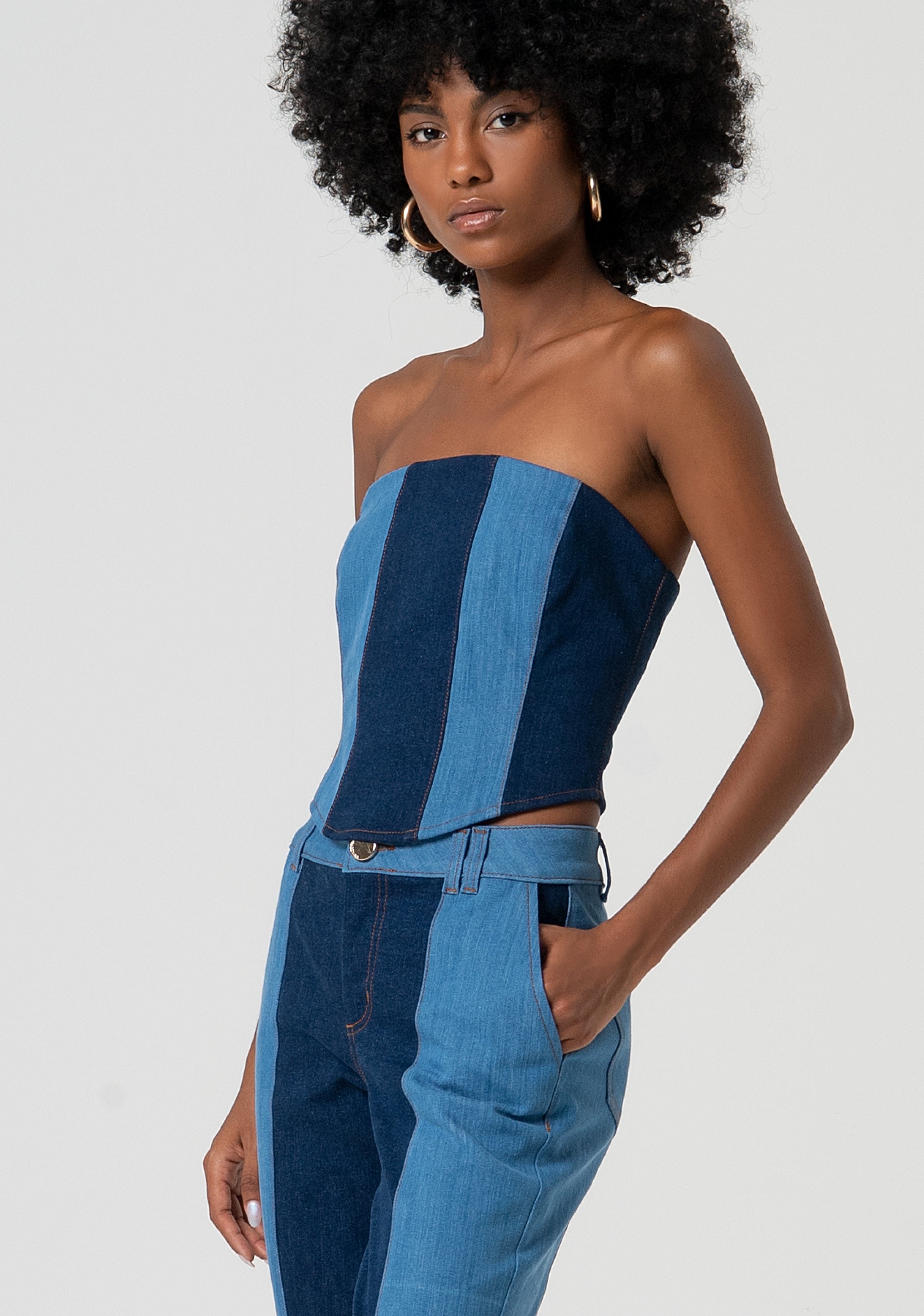 Bustier slim fit made in denim Fracomina FS25SJ5002D45001-T38-2