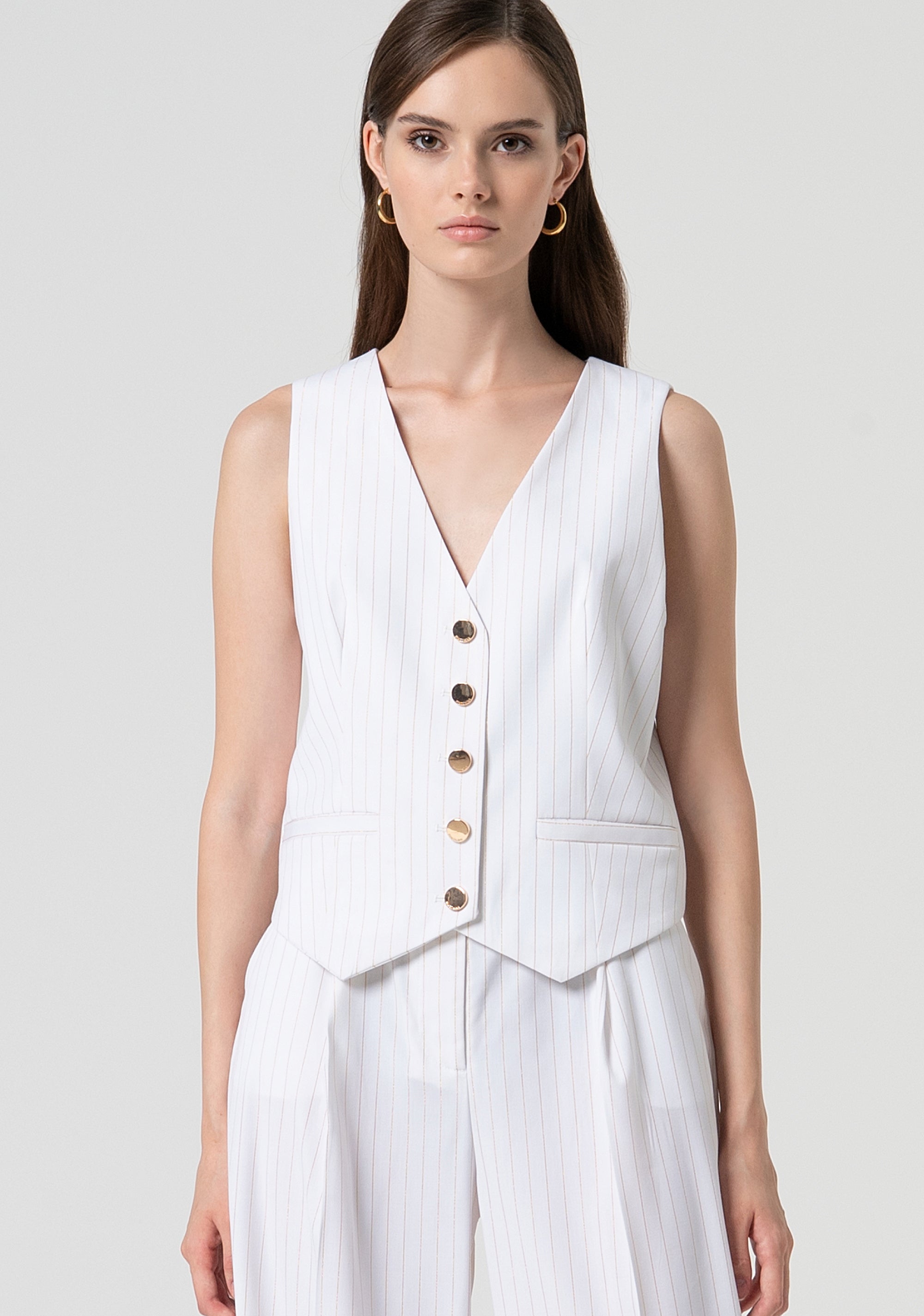 Gilet regular fit with pinstriped fabric and wool Fracomina FS25SJ5005W784D4-278-1