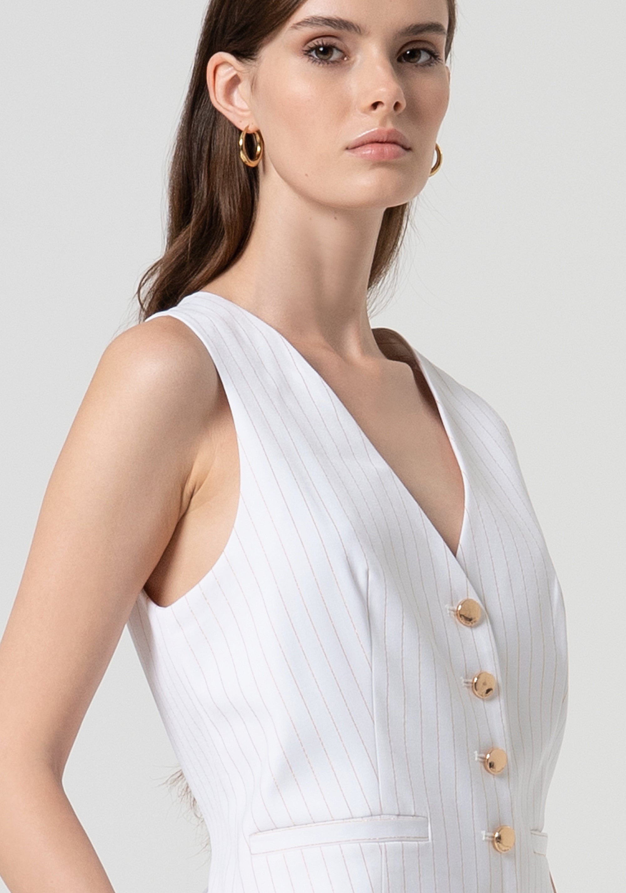 Gilet regular fit with pinstriped fabric and wool Fracomina FS25SJ5005W784D4-278-2