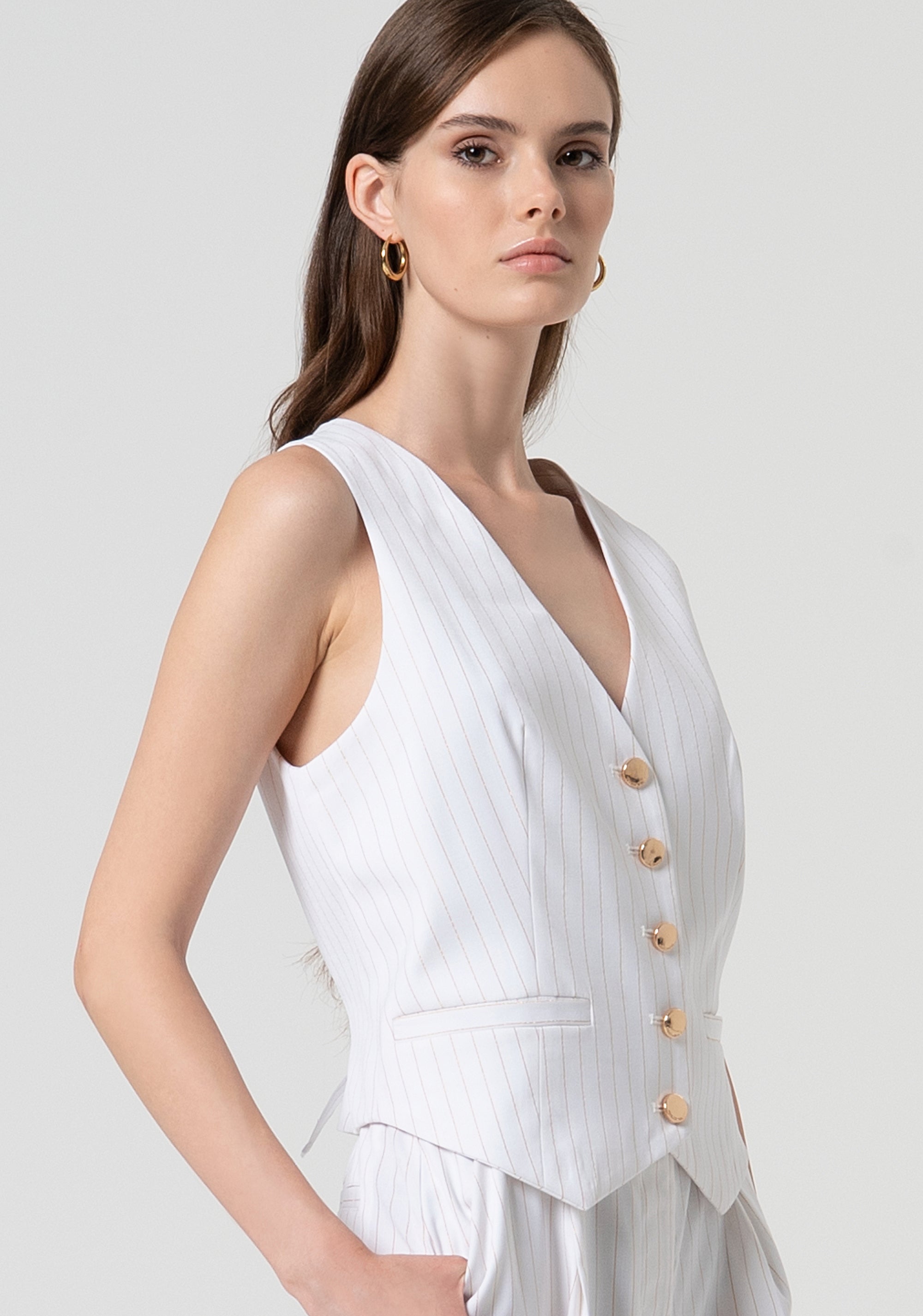 Gilet regular fit with pinstriped fabric and wool Fracomina FS25SJ5005W784D4-278-3