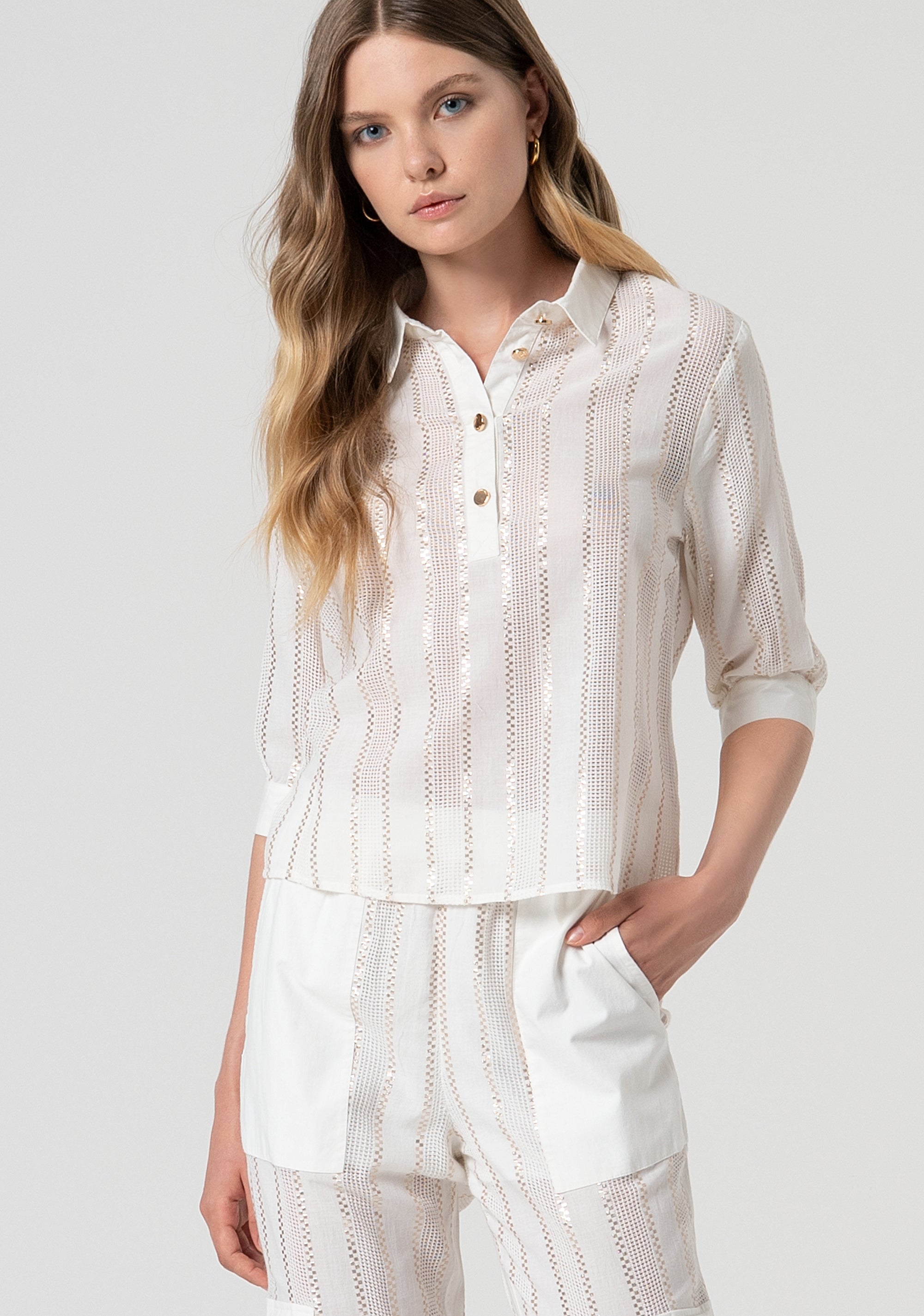 Polo regular fit with lurex Fracomina FS25ST1002W403Q7-278-1