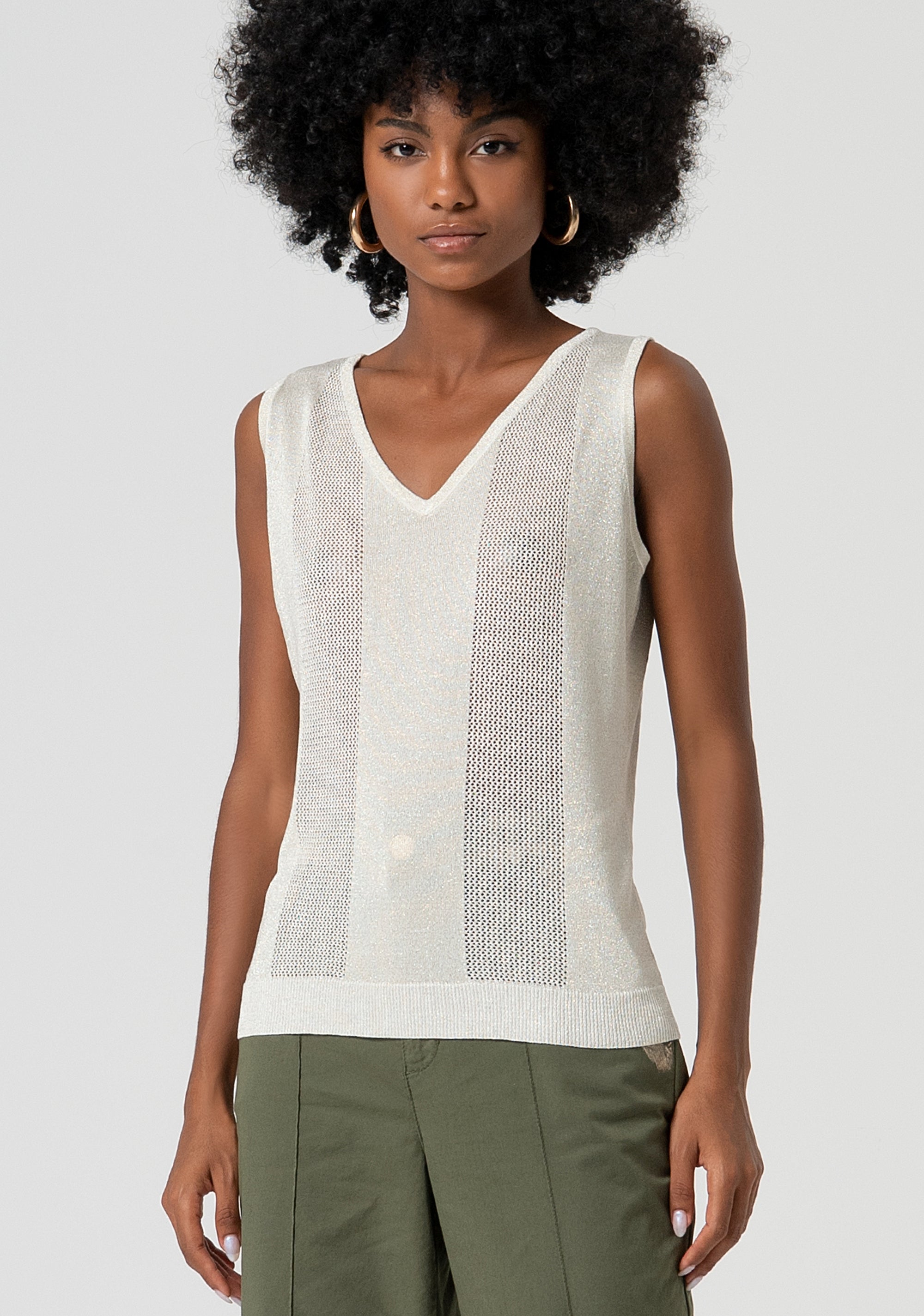 Knitted tank top with lurex Fracomina FS25ST4001K51401-150-1