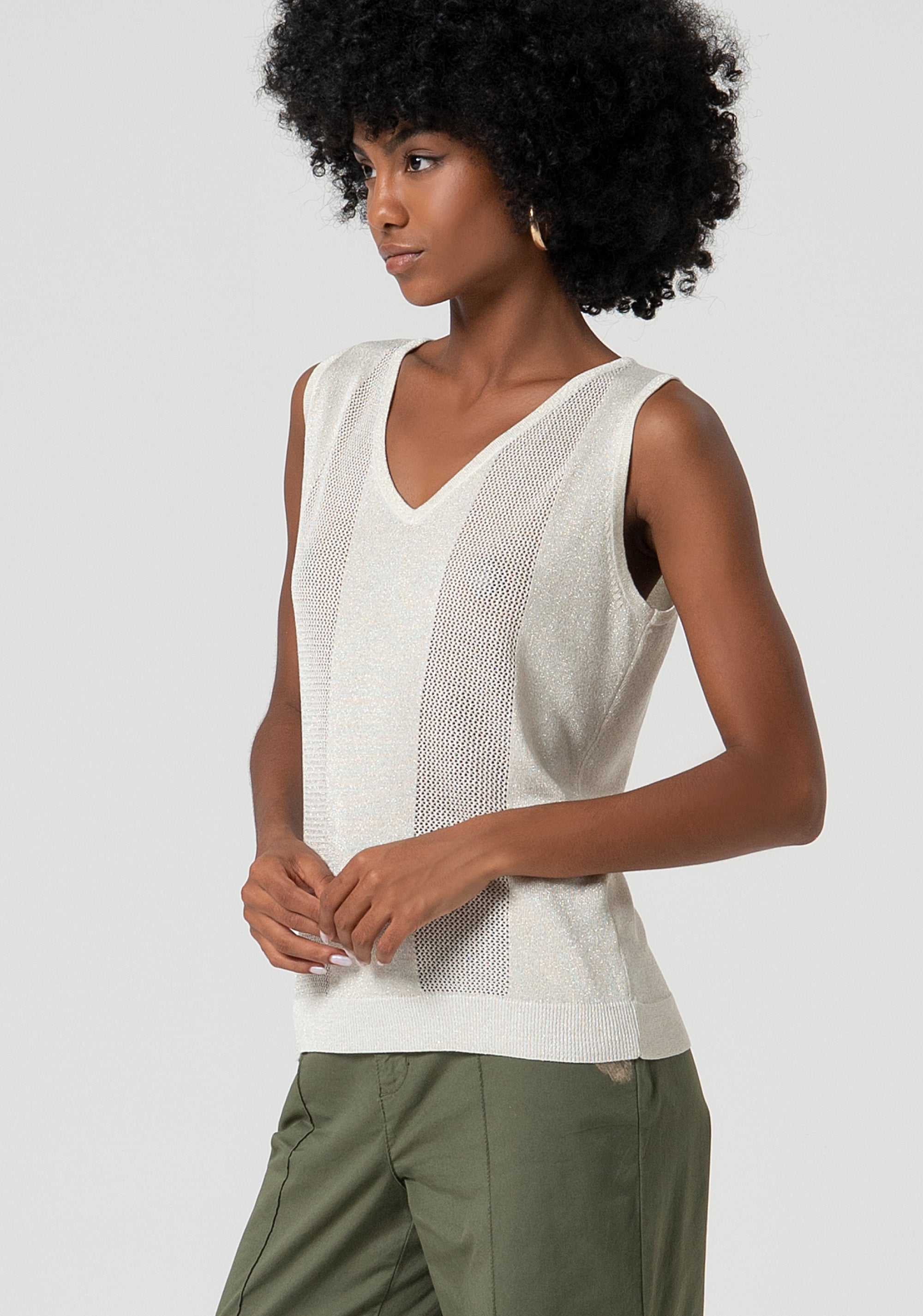 Knitted tank top with lurex Fracomina FS25ST4001K51401-150-2