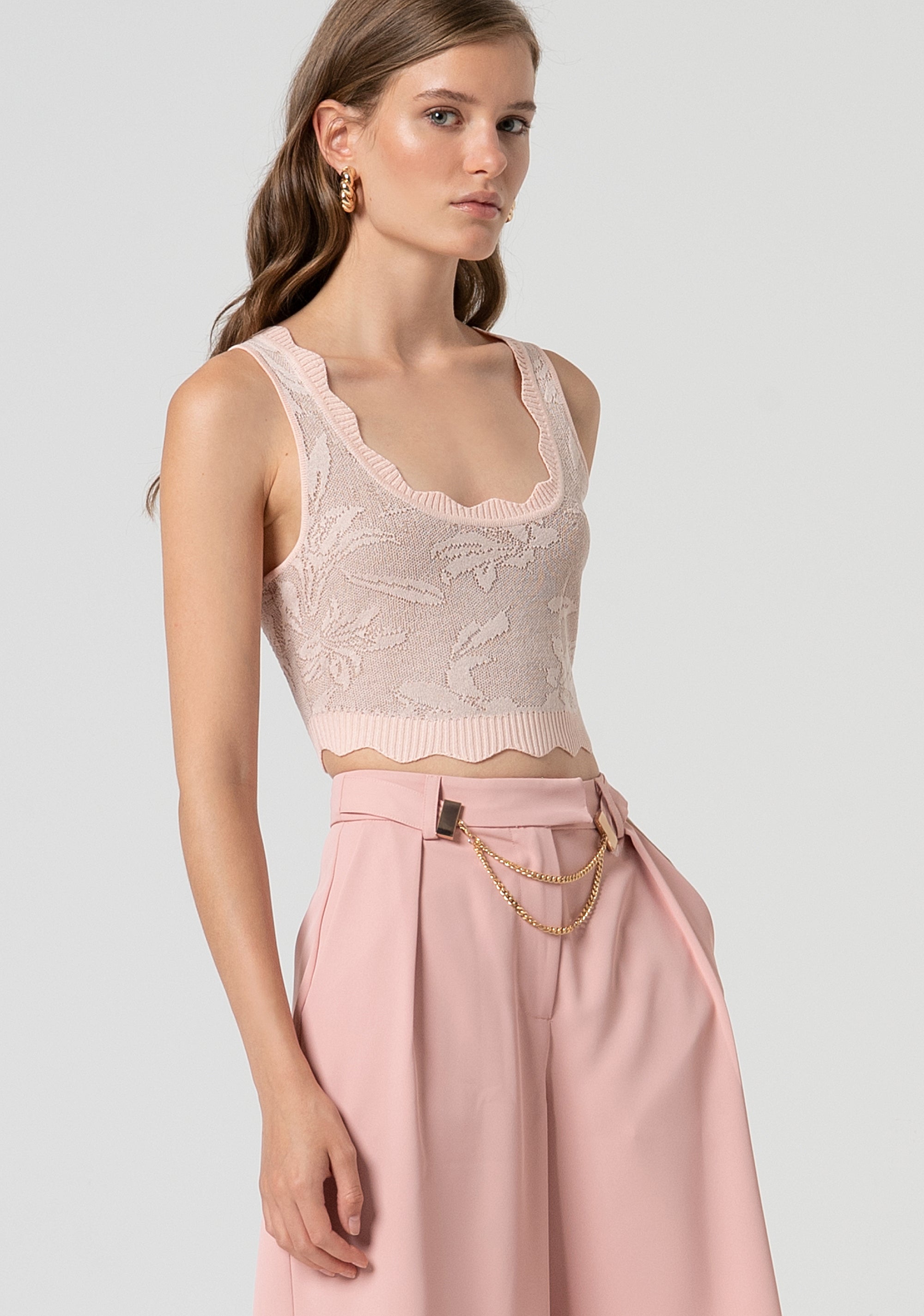 Knitted tank top cropped with jacquard effect Fracomina FS25ST4003K410F8-226-2