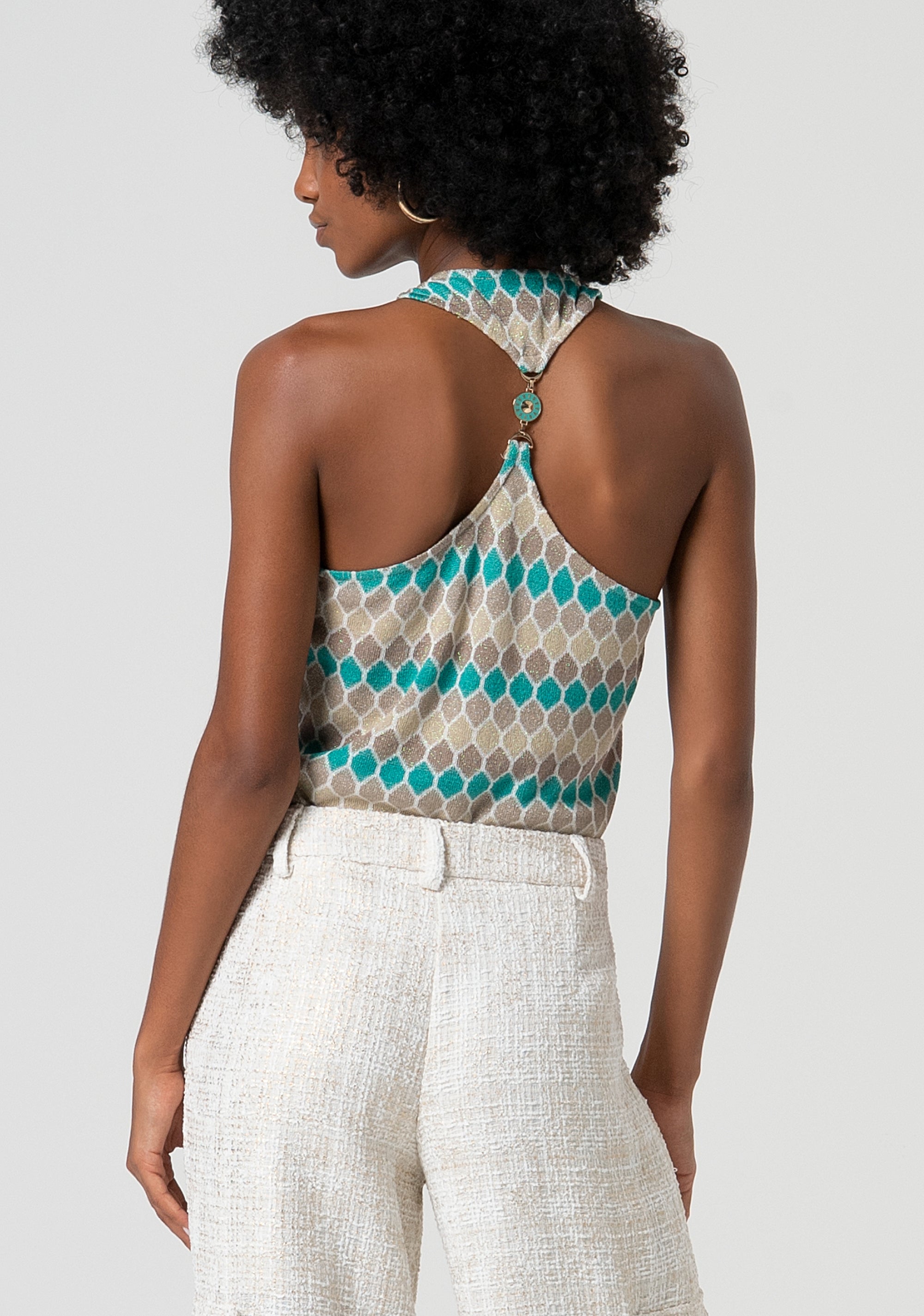 Knitted tank top with geometrical jacquard effect Fracomina FS25ST4005K414F8-210-3