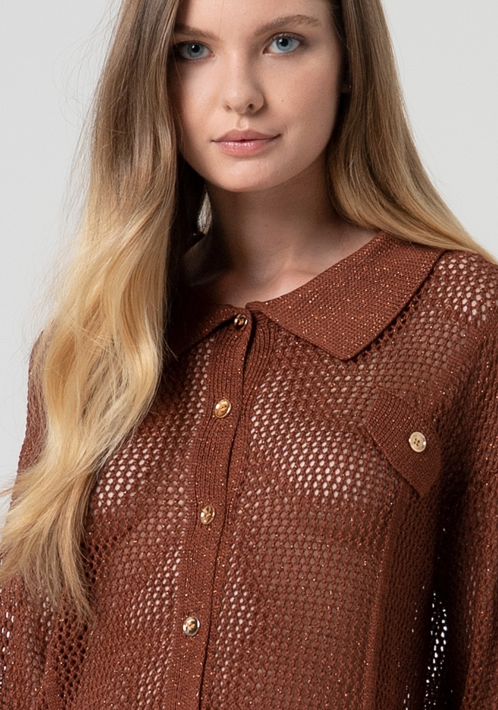 Knitted shirt regular fit with openwork Fracomina FS25ST6006K514O7-T28-2