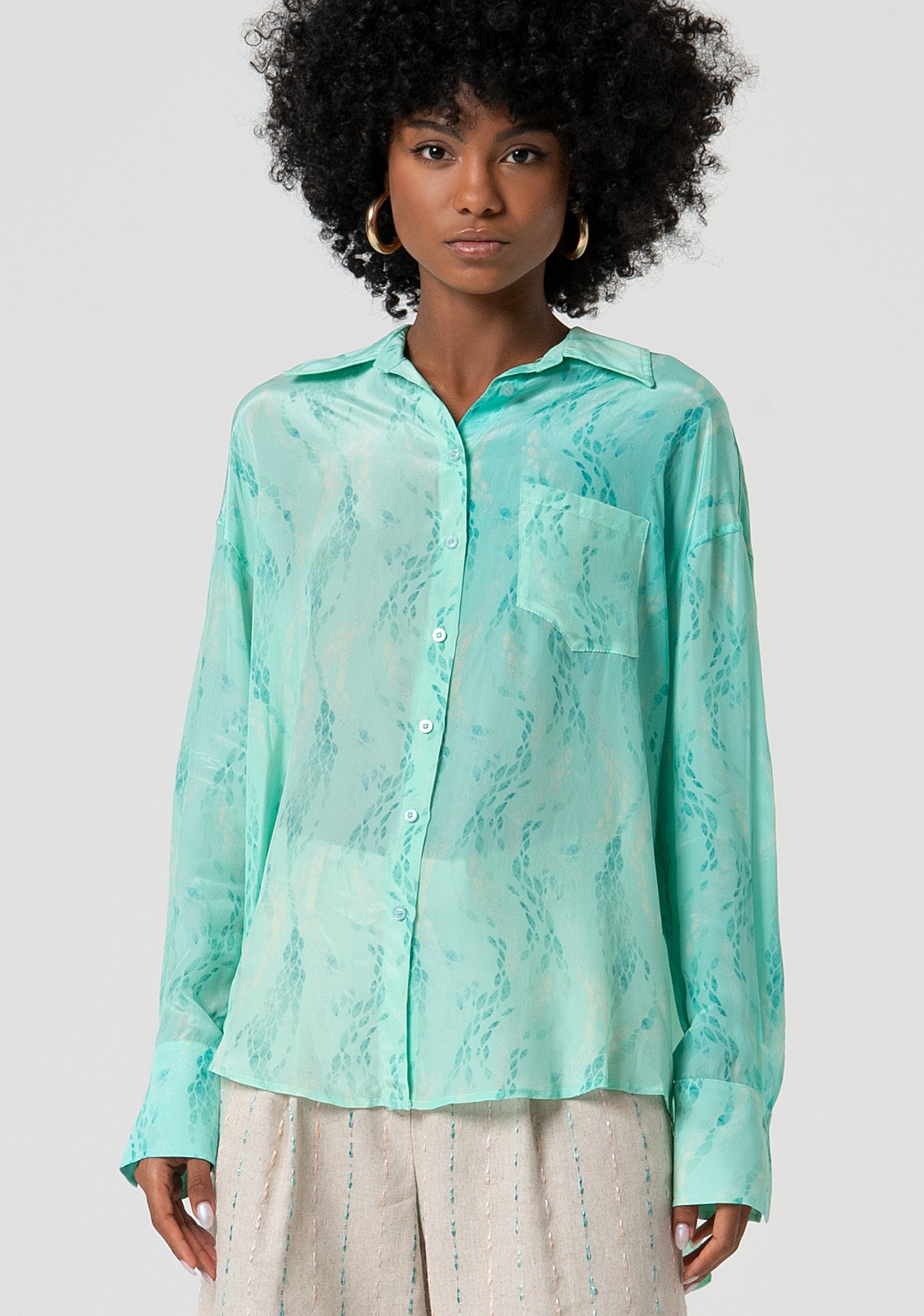 Shirt over fit with conceptual pattern Fracomina FS25ST6013W422J3-T27-1