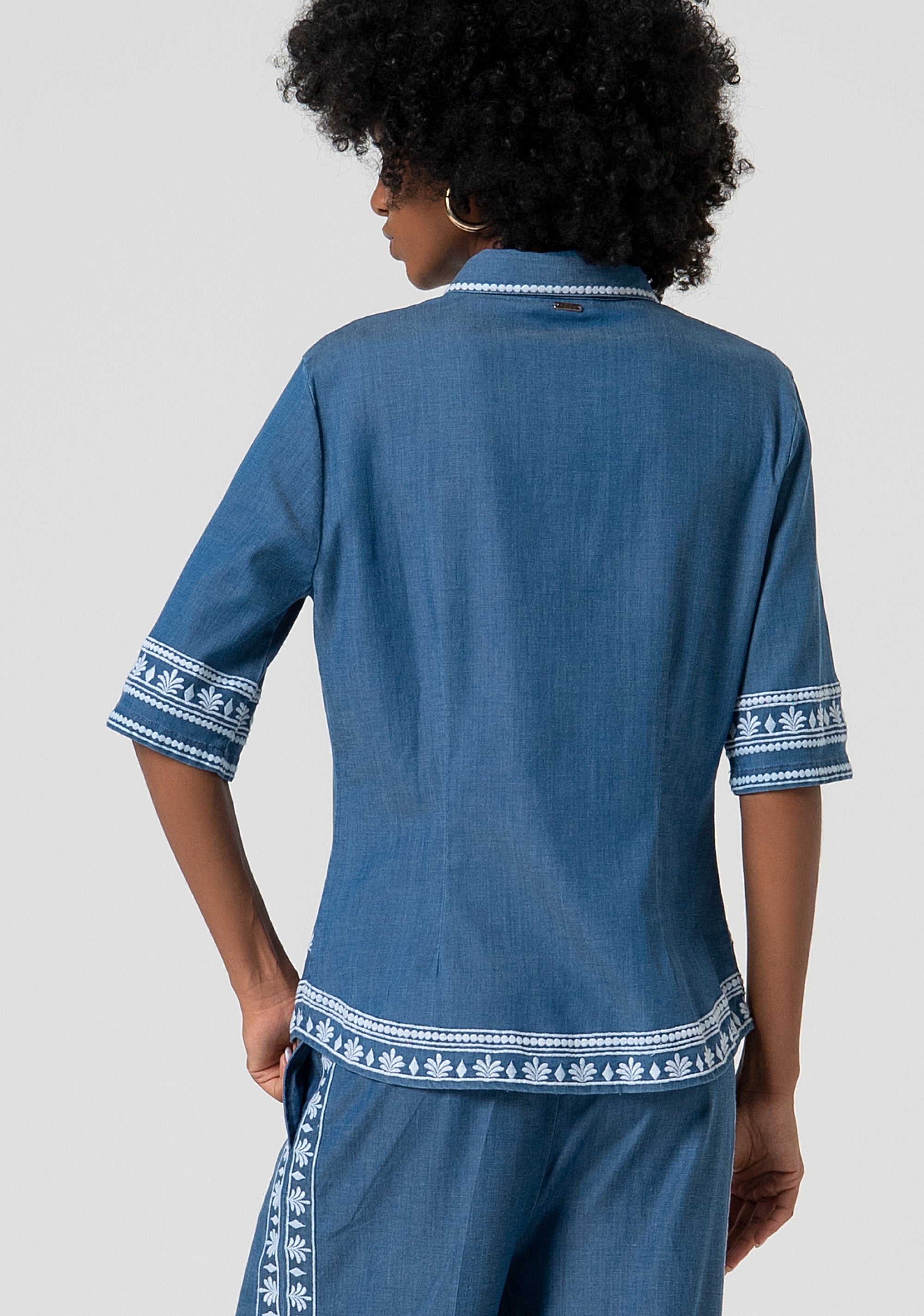 Shirt regular fit made in chambray with embroideries Fracomina FS25ST6019W792E5-175-4