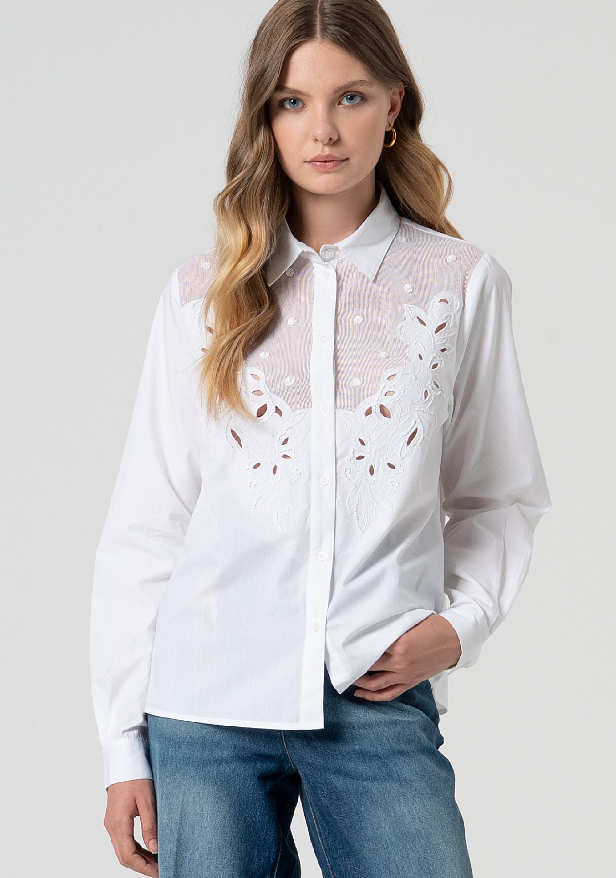 Shirt regular fit with inlay works and embroideries Fracomina FS25ST6020W403Q5-278-1