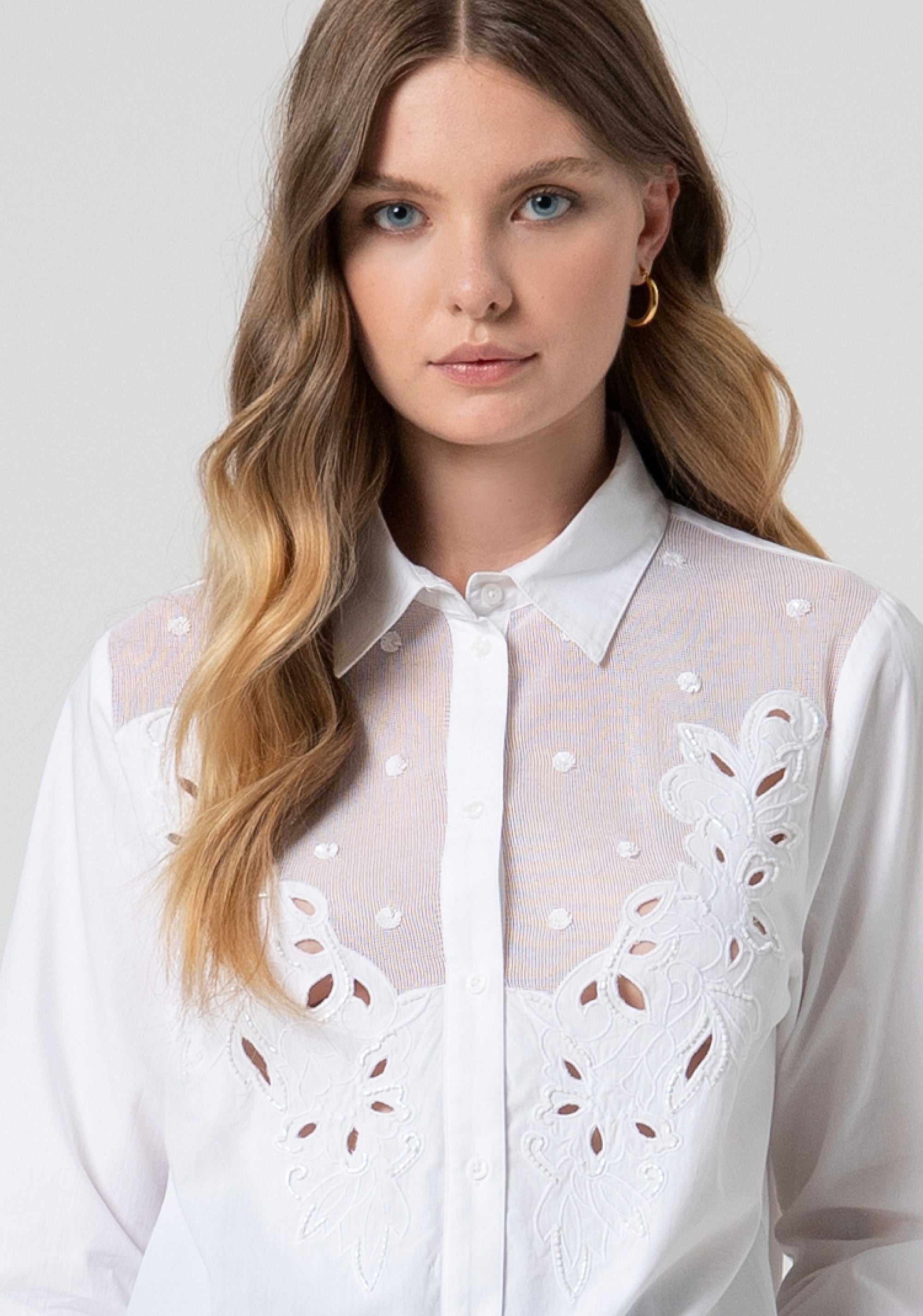 Shirt regular fit with inlay works and embroideries Fracomina FS25ST6020W403Q5-278-2