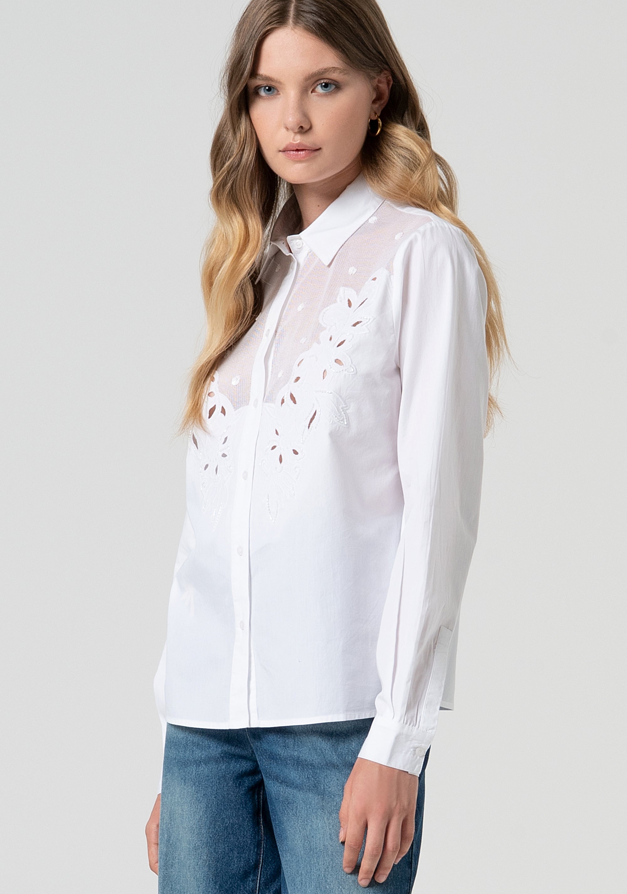Shirt regular fit with inlay works and embroideries Fracomina FS25ST6020W403Q5-278-3