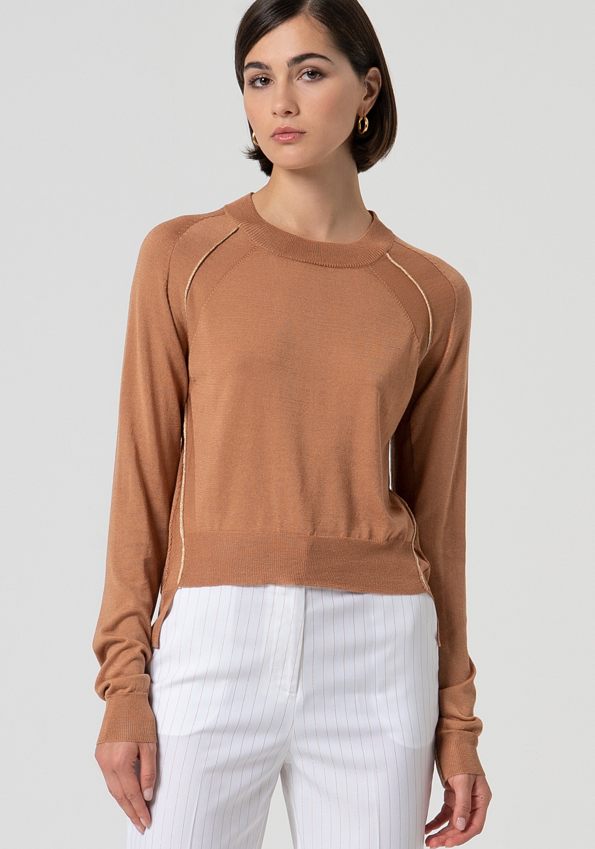 Knitwear regular fit with metallic edgings Fracomina FS25ST7003K54701-E11-1