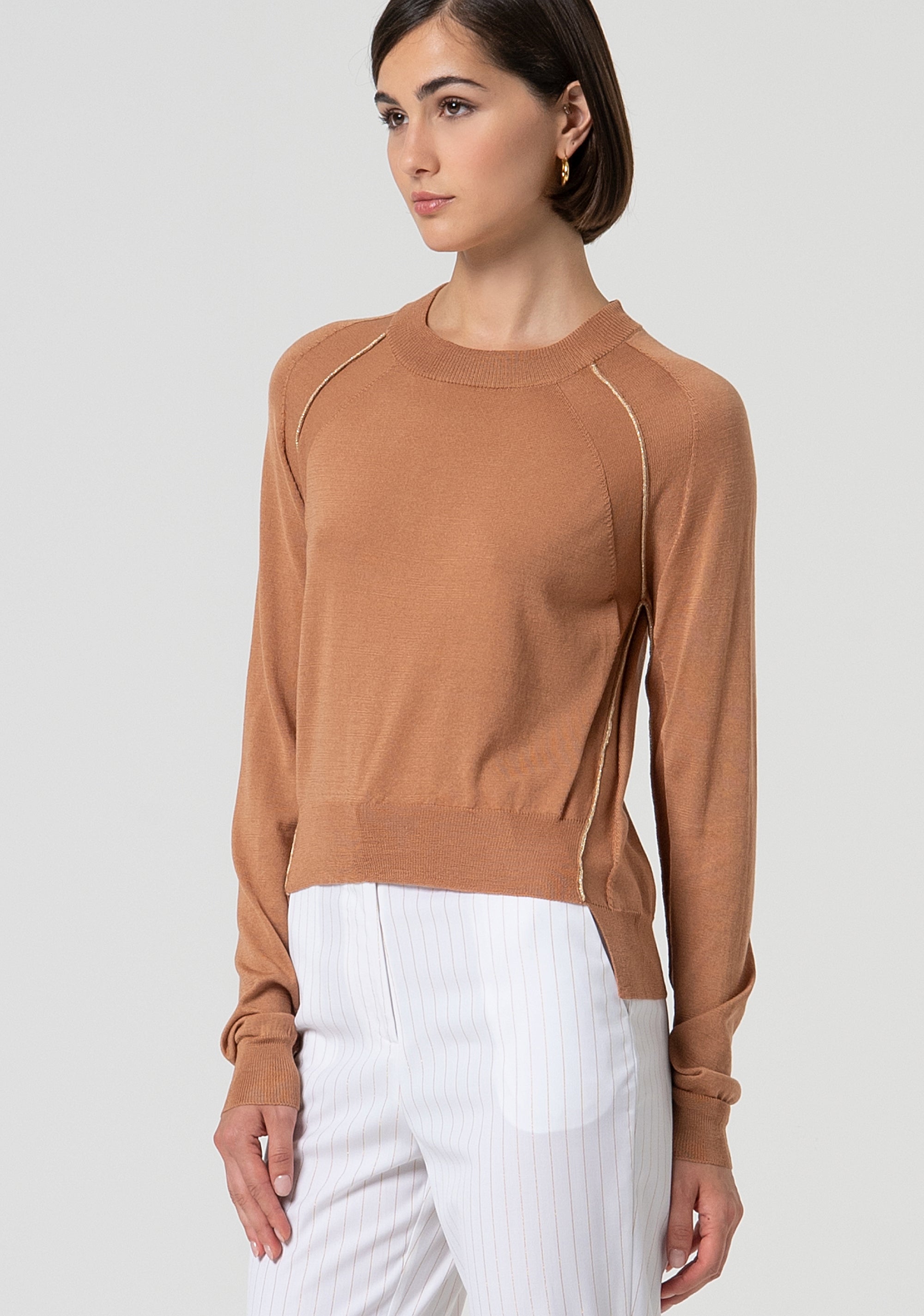 Knitwear regular fit with metallic edgings Fracomina FS25ST7003K54701-E11-2