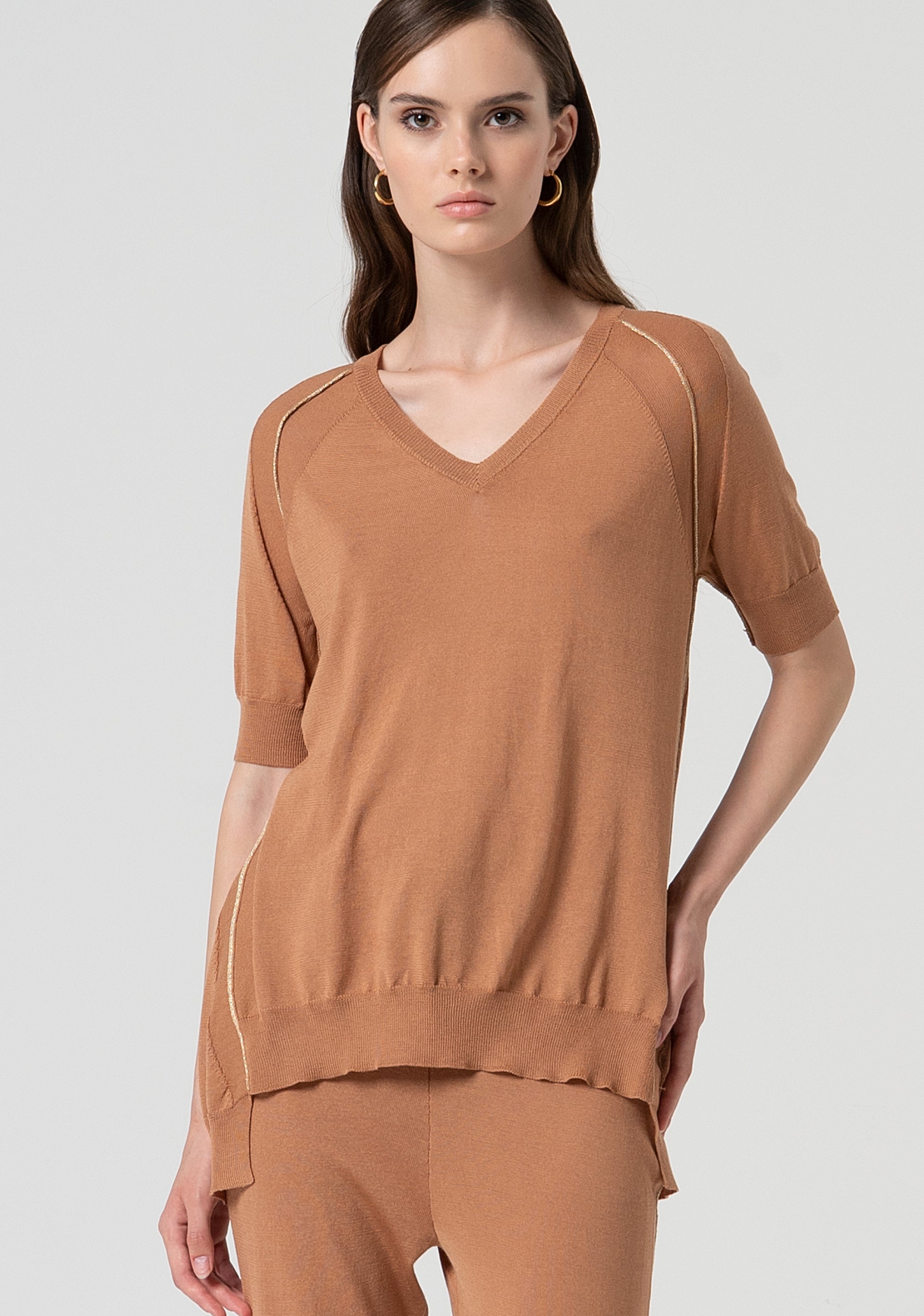 Knitwear regular fit with metallic edgings Fracomina FS25ST7004K54701-E11-1