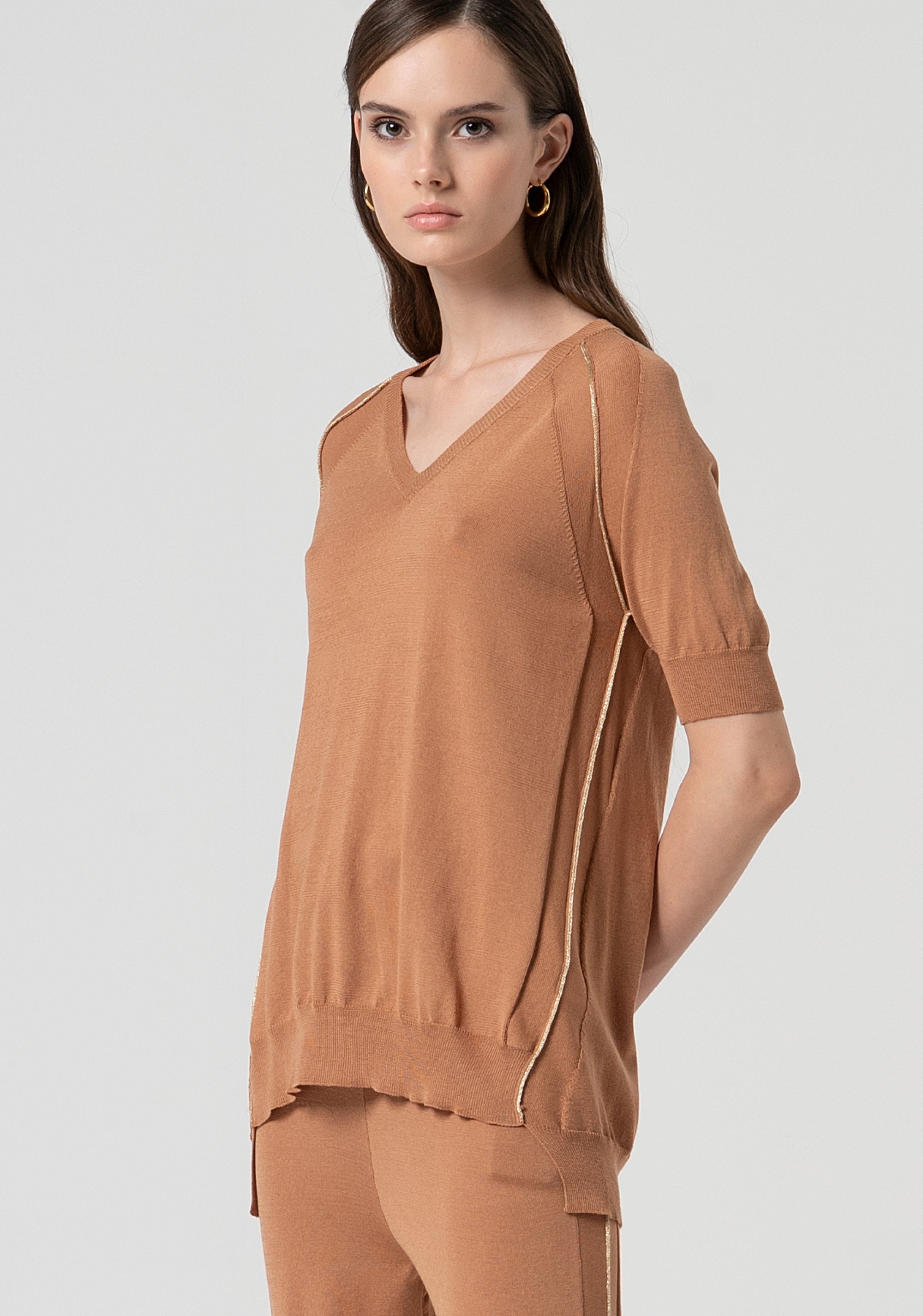 Knitwear regular fit with metallic edgings Fracomina FS25ST7004K54701-E11-2