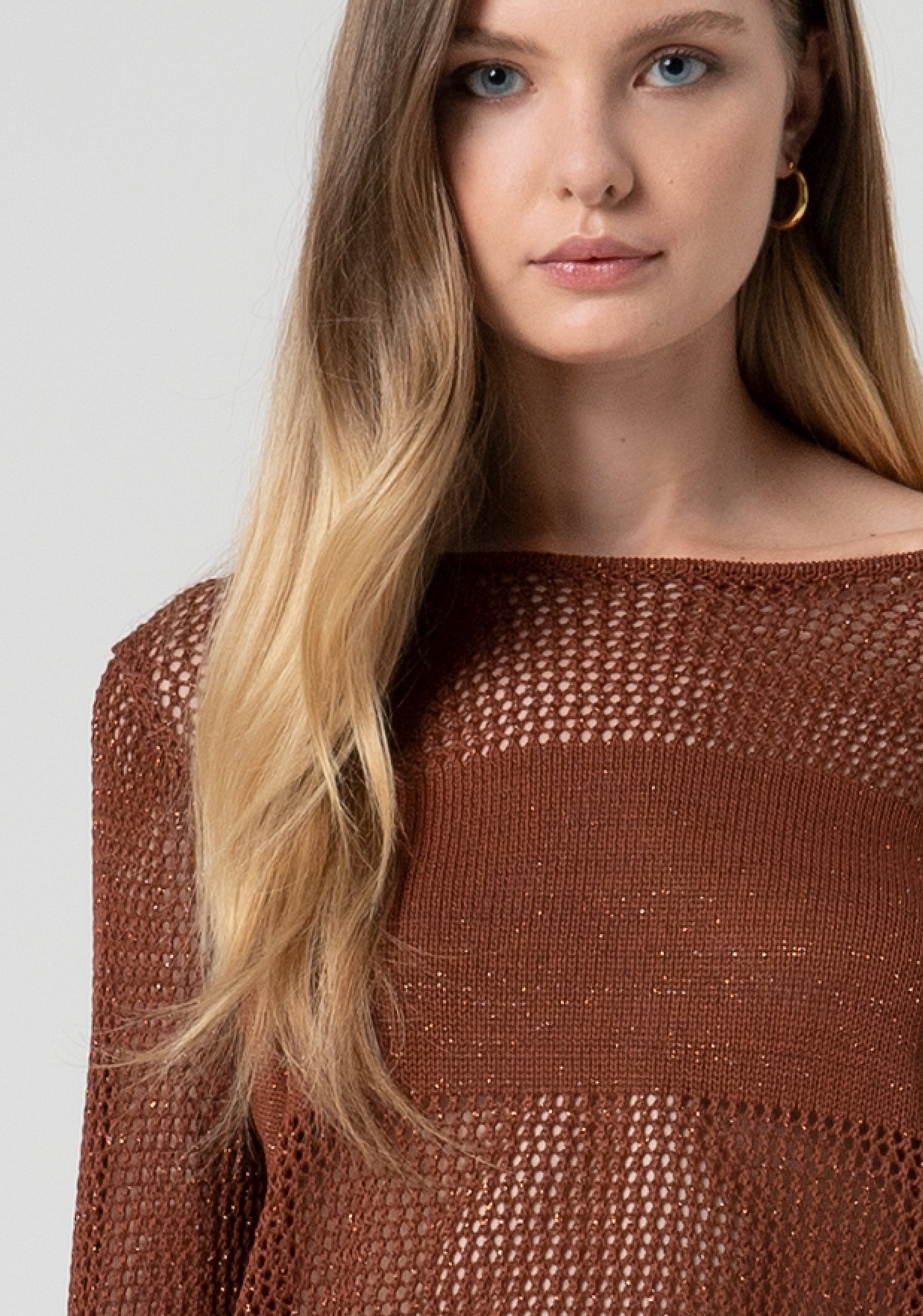 Knitwear loose fit with lurex and openwork Fracomina FS25ST7009K514O7-T28-2