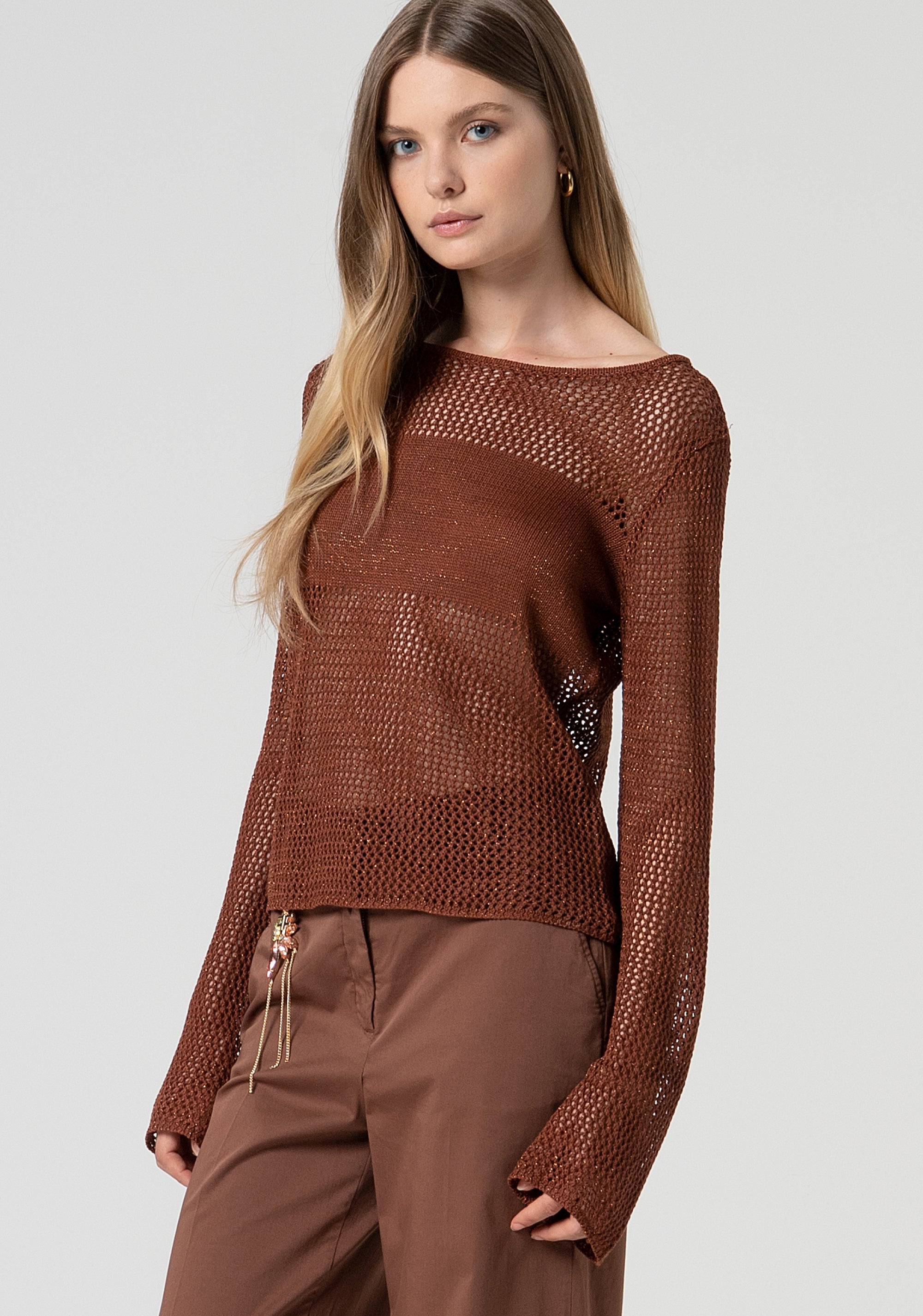 Knitwear loose fit with lurex and openwork Fracomina FS25ST7009K514O7-T28-3