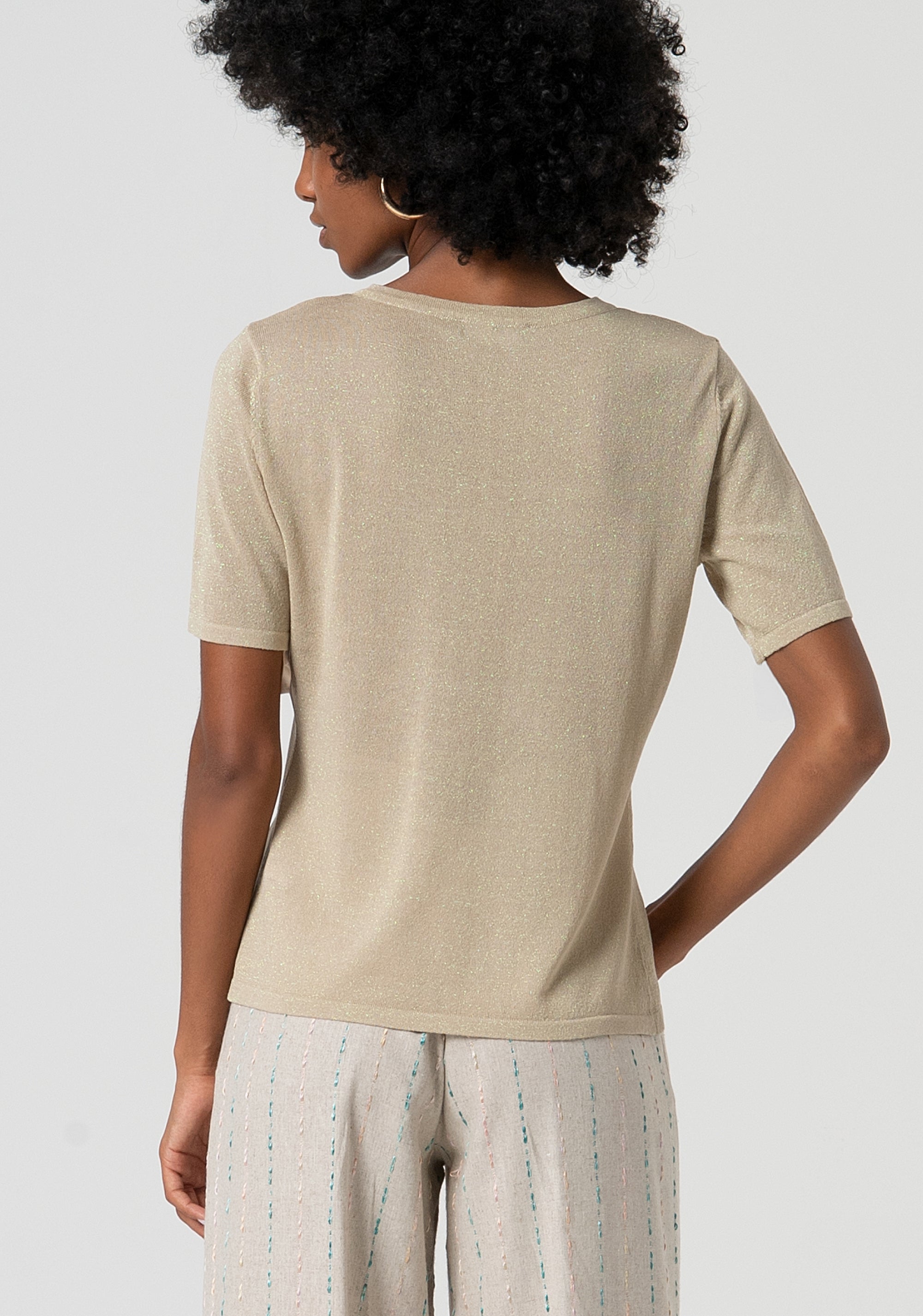 Knitwear regular fit with V-neck drop and metallic logo accessory Fracomina FS25ST7011K414Q7-050-4