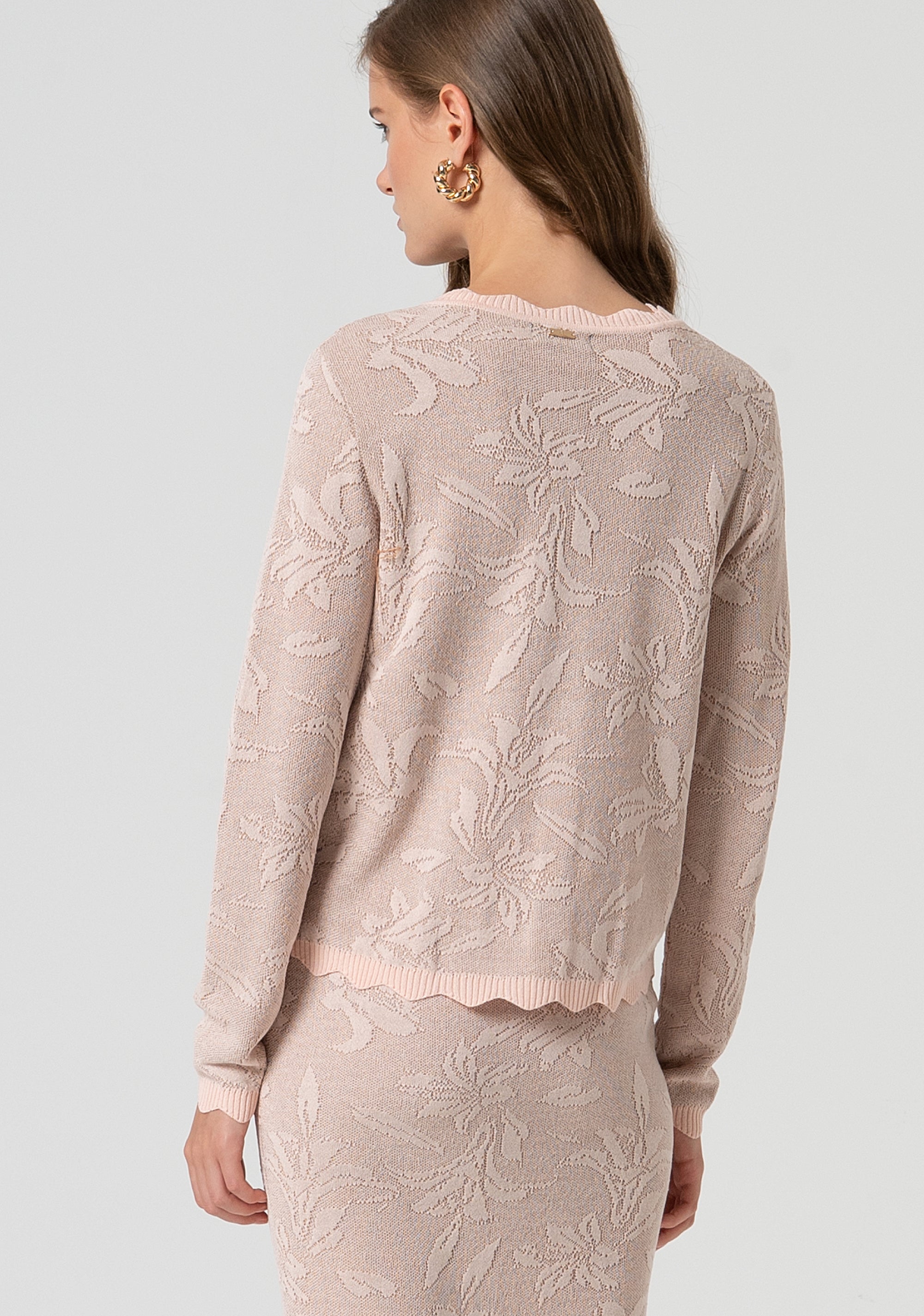 Knitted cardigan regular fit with flowery jacquard effect Fracomina FS25ST8004K410F8-226-4