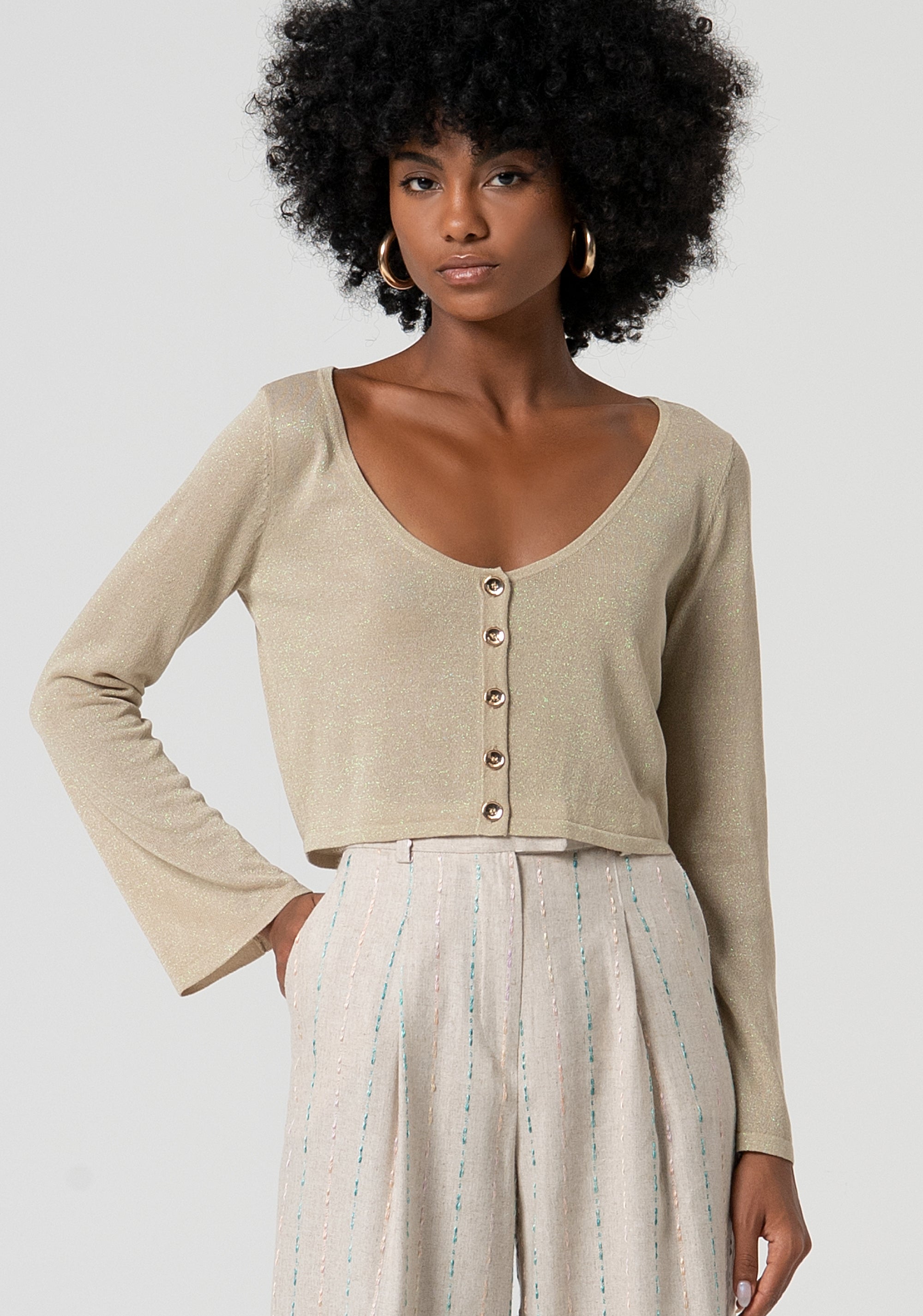 Knitted cardigan cropped with boat neckline Fracomina FS25ST8007K414Q7-050-1
